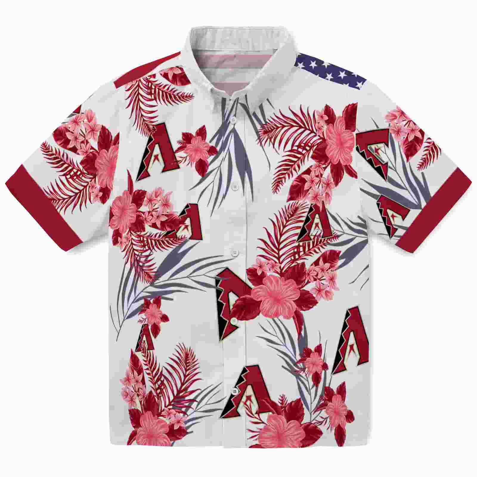 Arizona Diamondbacks Patriotic Hibiscus Design Red White Hawaiian Shirt