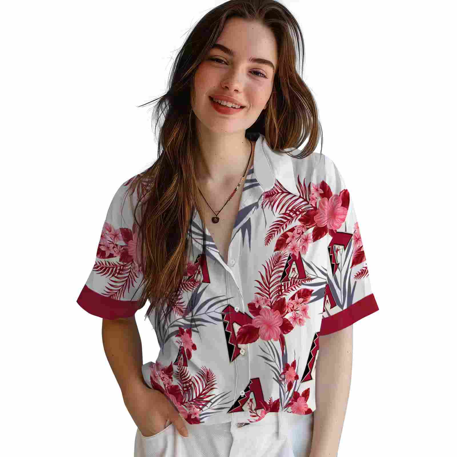 arizona diamondbacks patriotic hibiscus design red white hawaiian shirt latest model