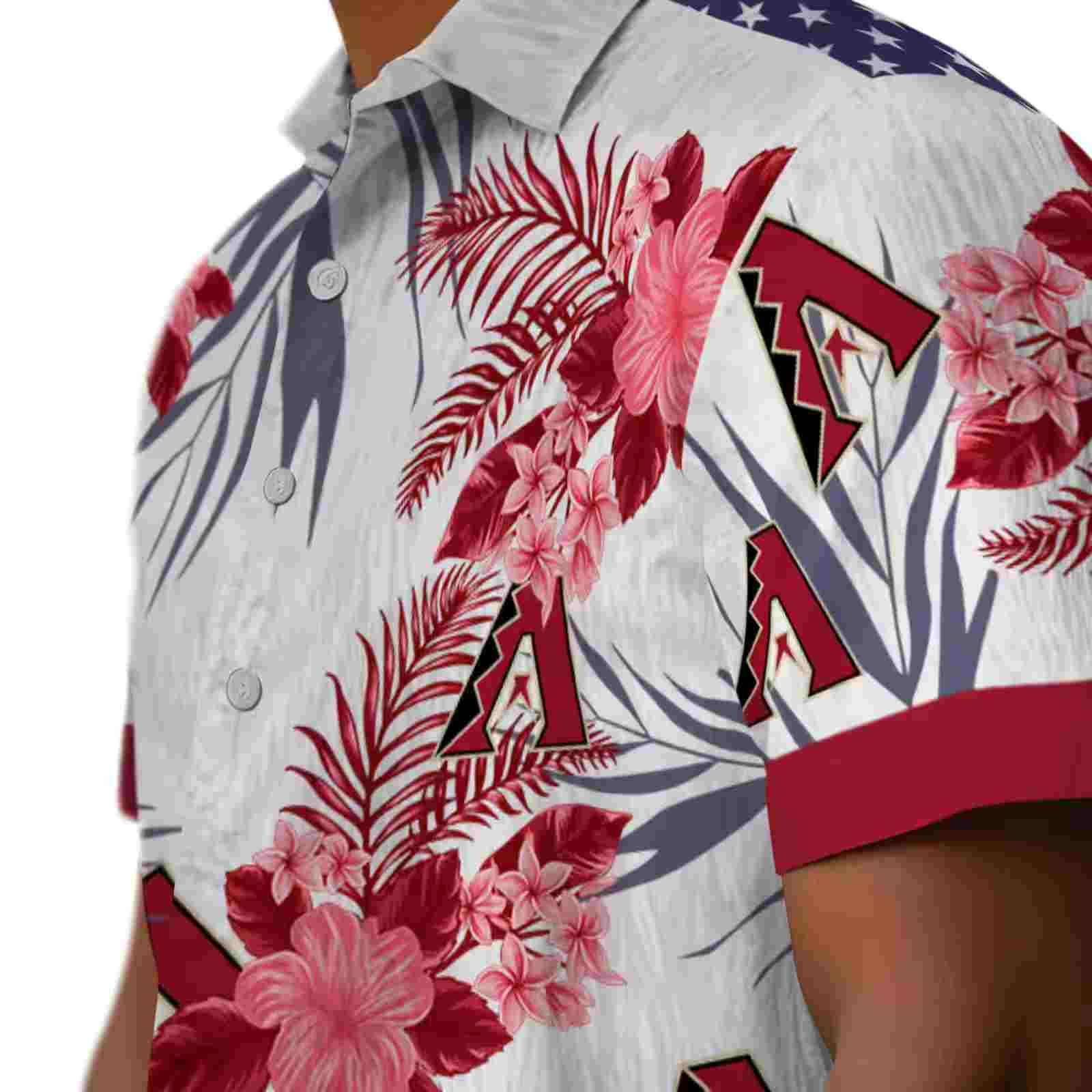 arizona diamondbacks patriotic hibiscus design red white hawaiian shirt trendy