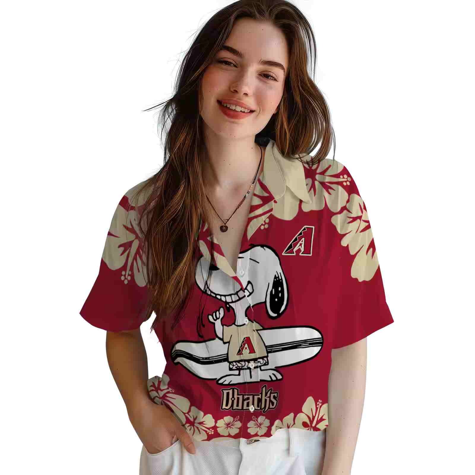 arizona diamondbacks snoopy surf red white hawaiian shirt latest model