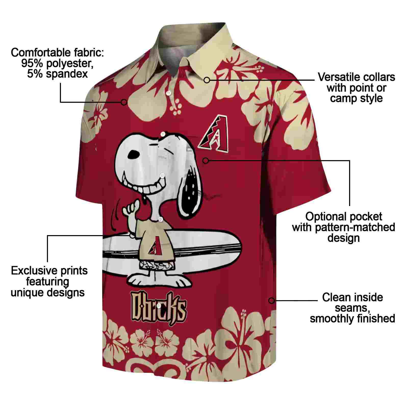 arizona diamondbacks snoopy surf red white hawaiian shirt new arrival