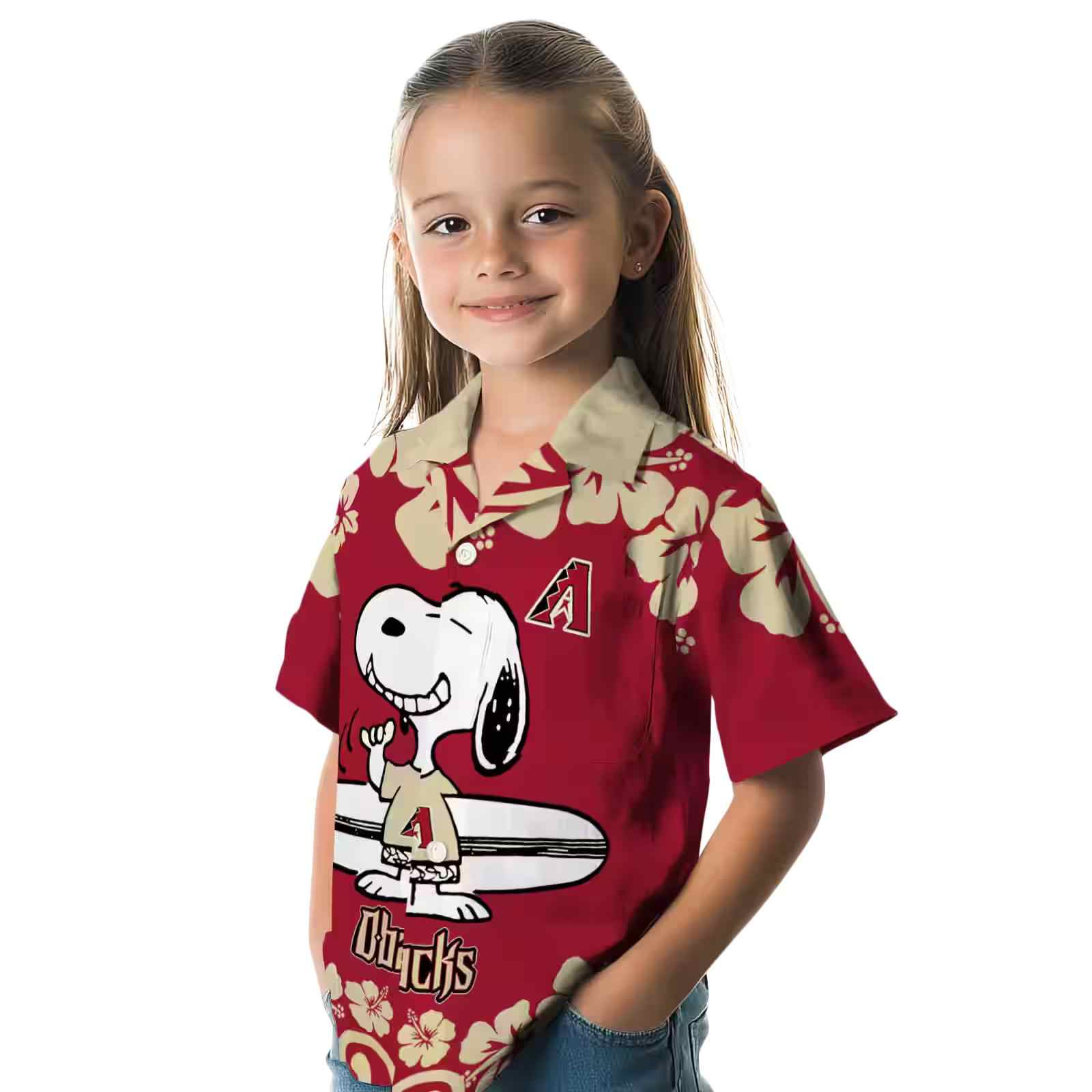 arizona diamondbacks snoopy surf red white hawaiian shirt premium grade