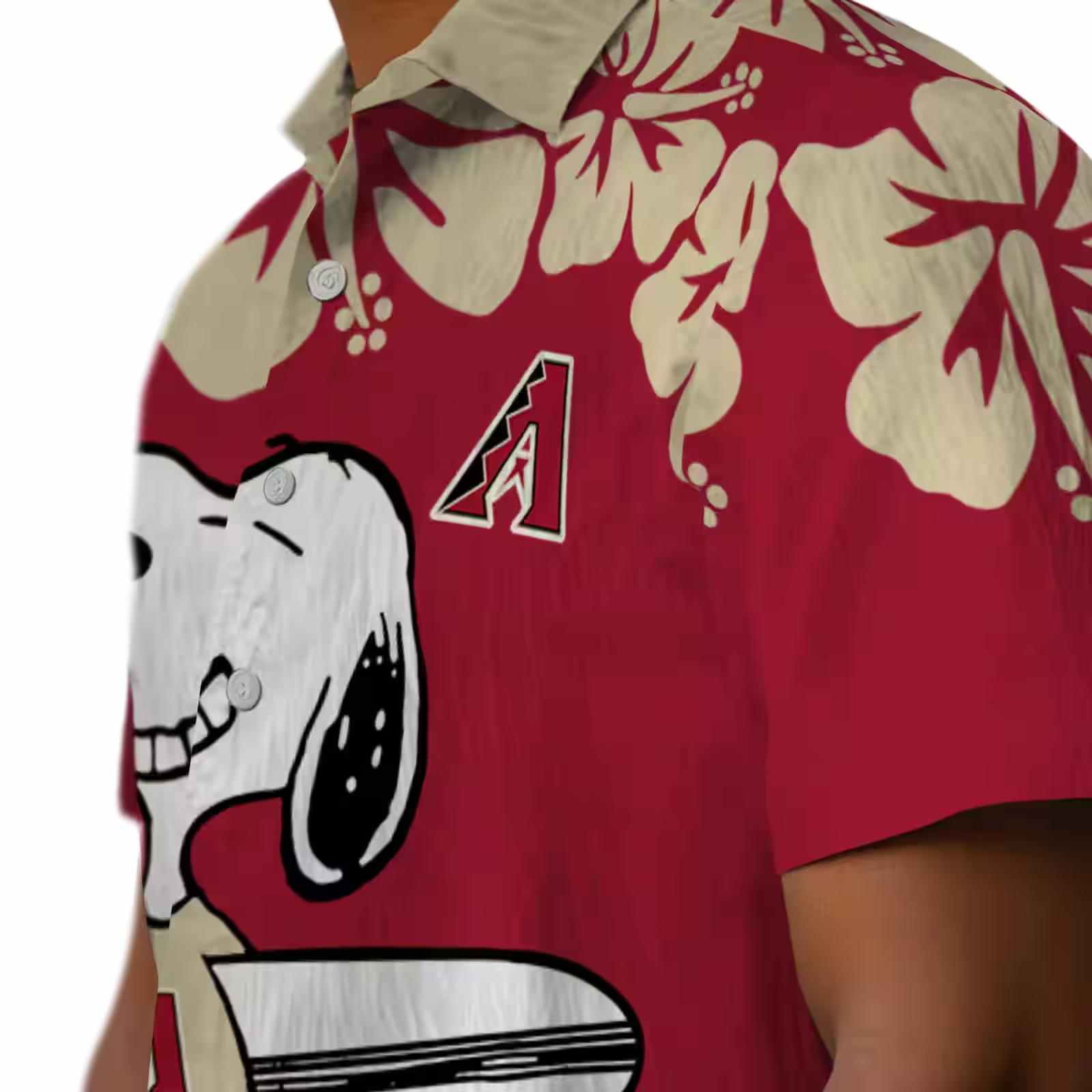 arizona diamondbacks snoopy surf red white hawaiian shirt trendy