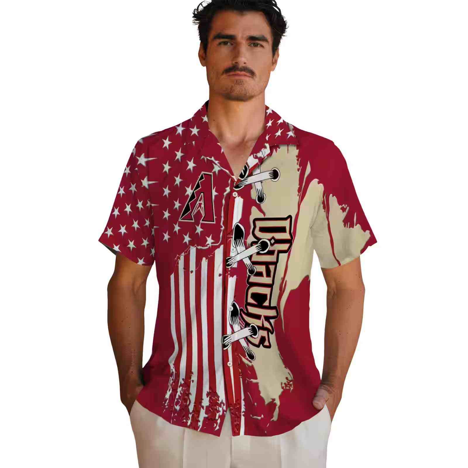 arizona diamondbacks stitched flag red hawaiian shirt fashion forward