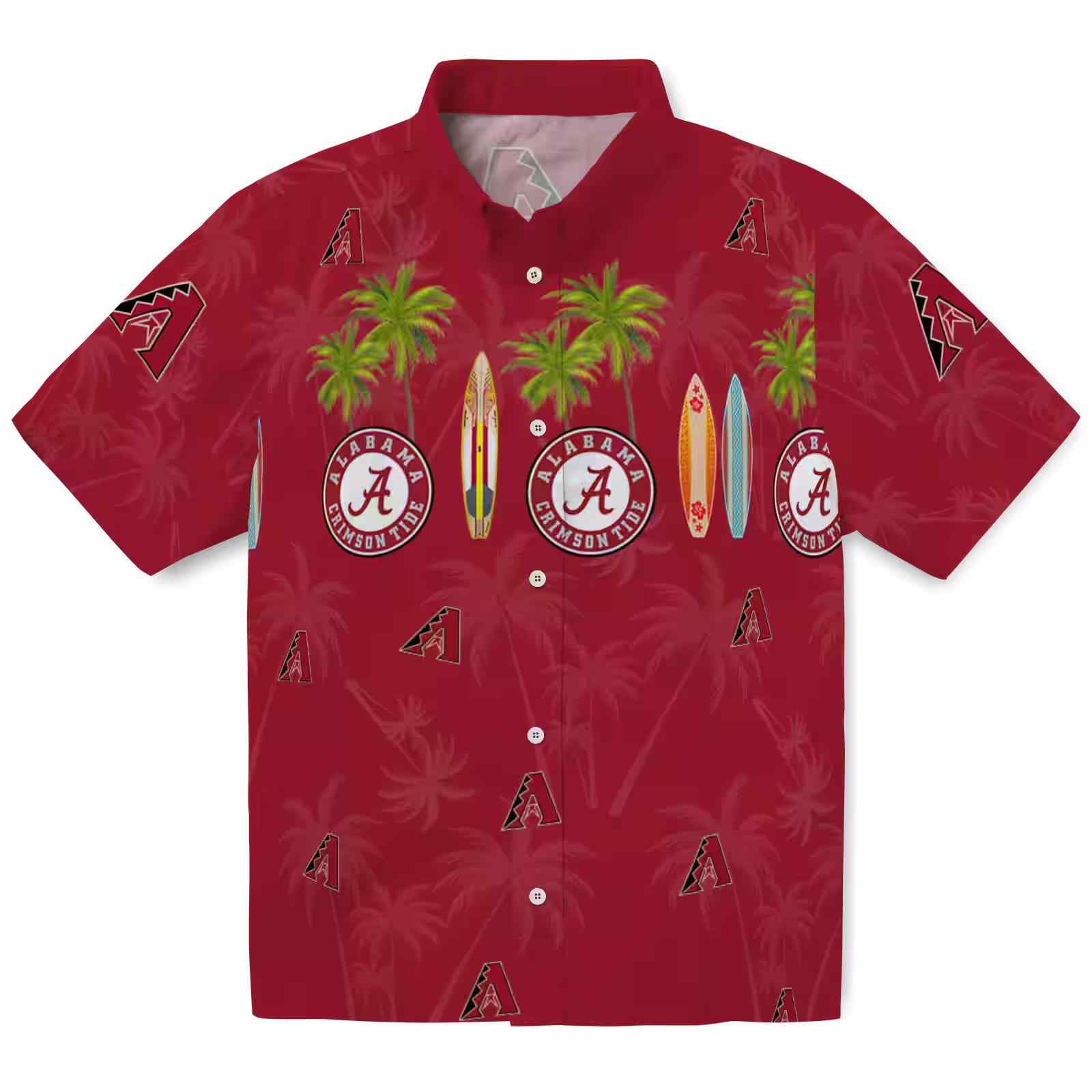 Arizona Diamondbacks Surfboard Palm Red Hawaiian Shirt