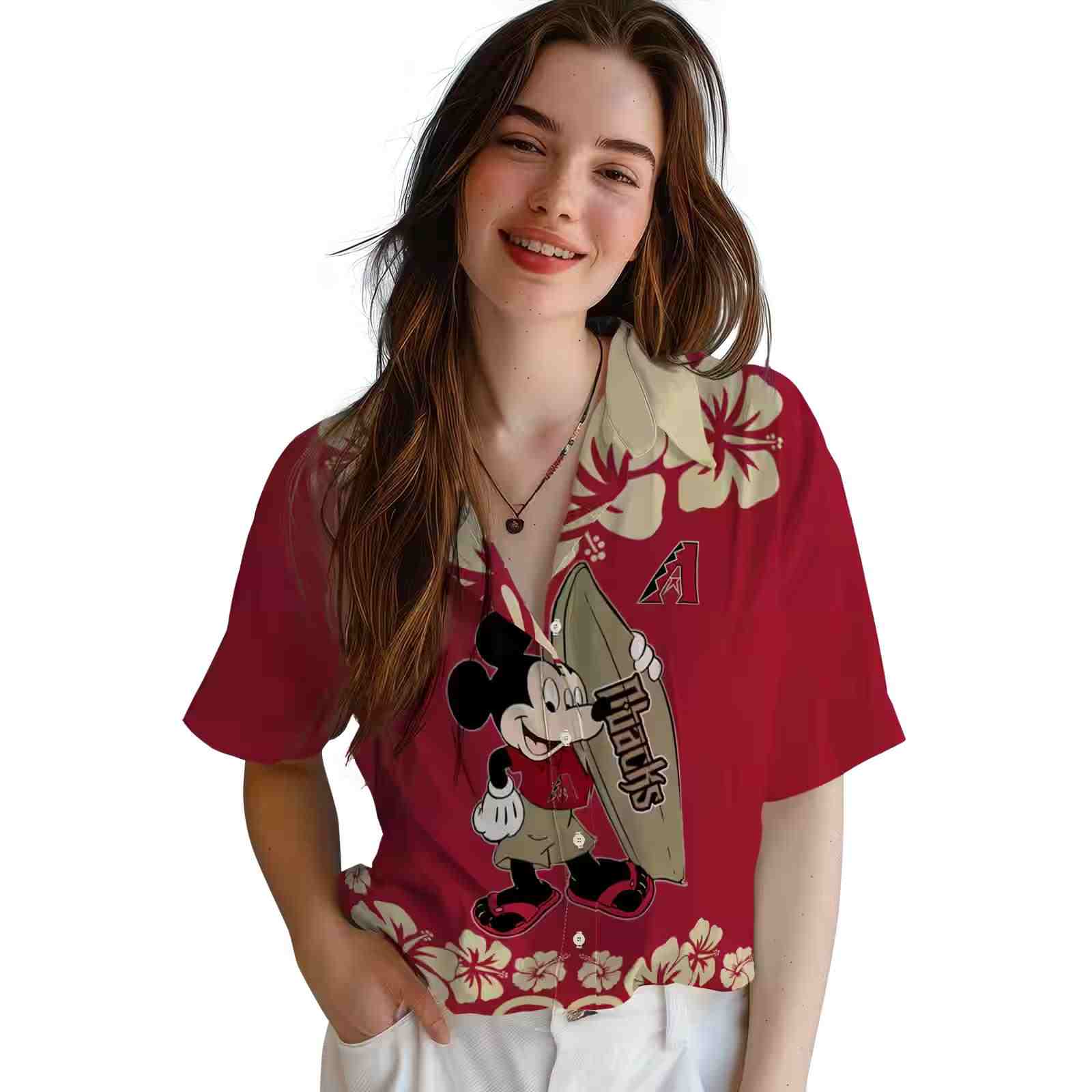 arizona diamondbacks surfing mickey red hawaiian shirt latest model