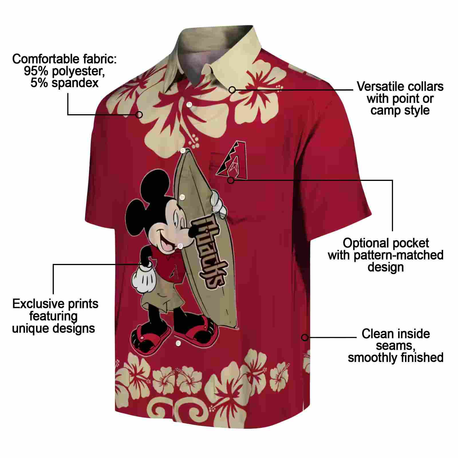 arizona diamondbacks surfing mickey red hawaiian shirt new arrival