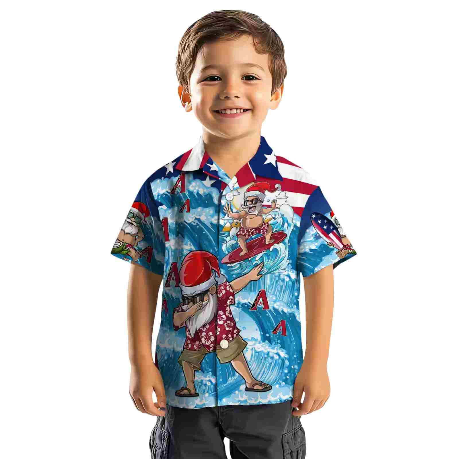 arizona diamondbacks surfing santa blue hawaiian shirt top rated