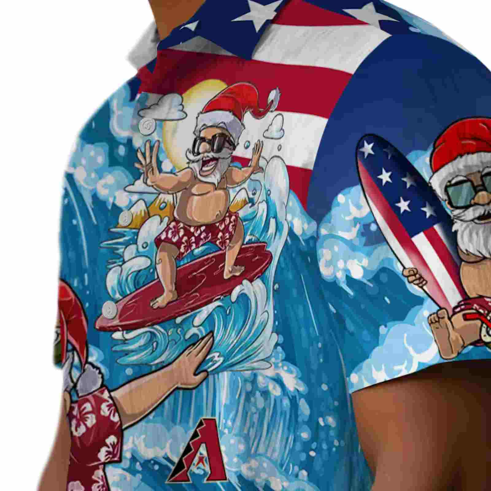 arizona diamondbacks surfing santa blue hawaiian shirt trendy