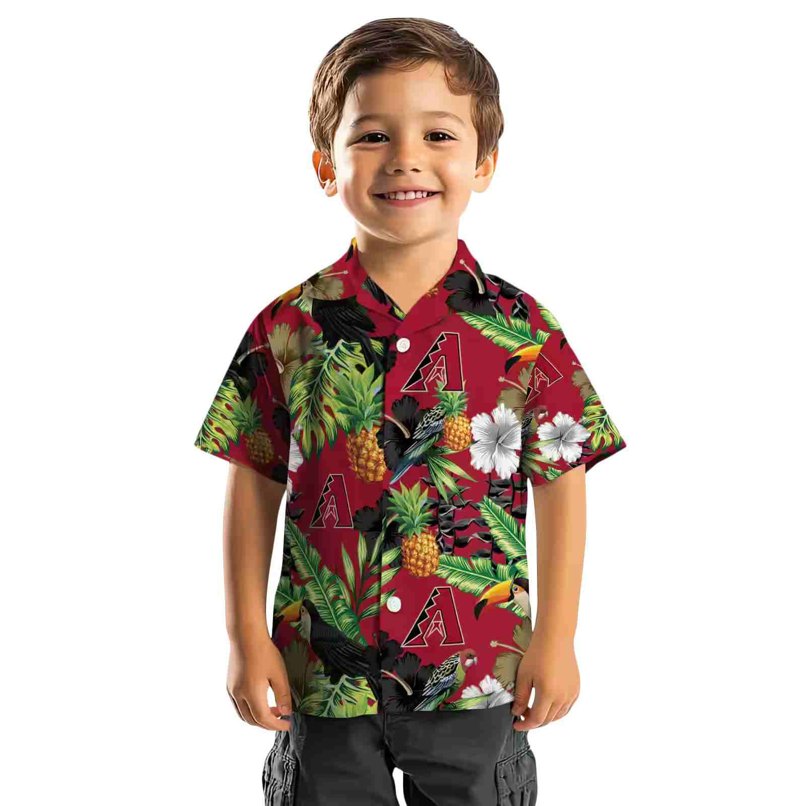 arizona diamondbacks toucan hibiscus pineapple red green hawaiian shirt top rated