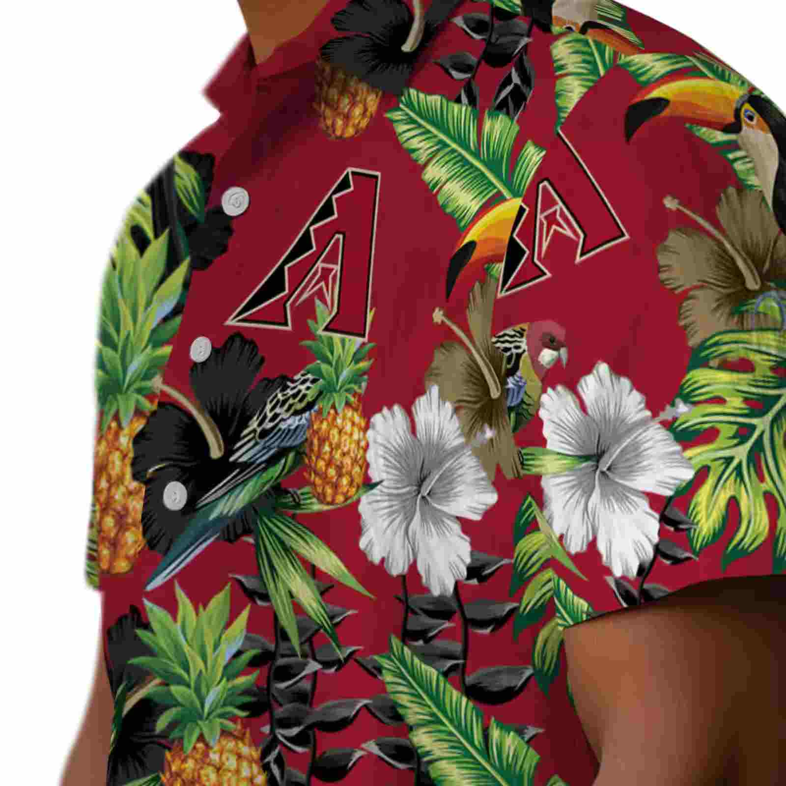 arizona diamondbacks toucan hibiscus pineapple red green hawaiian shirt trendy