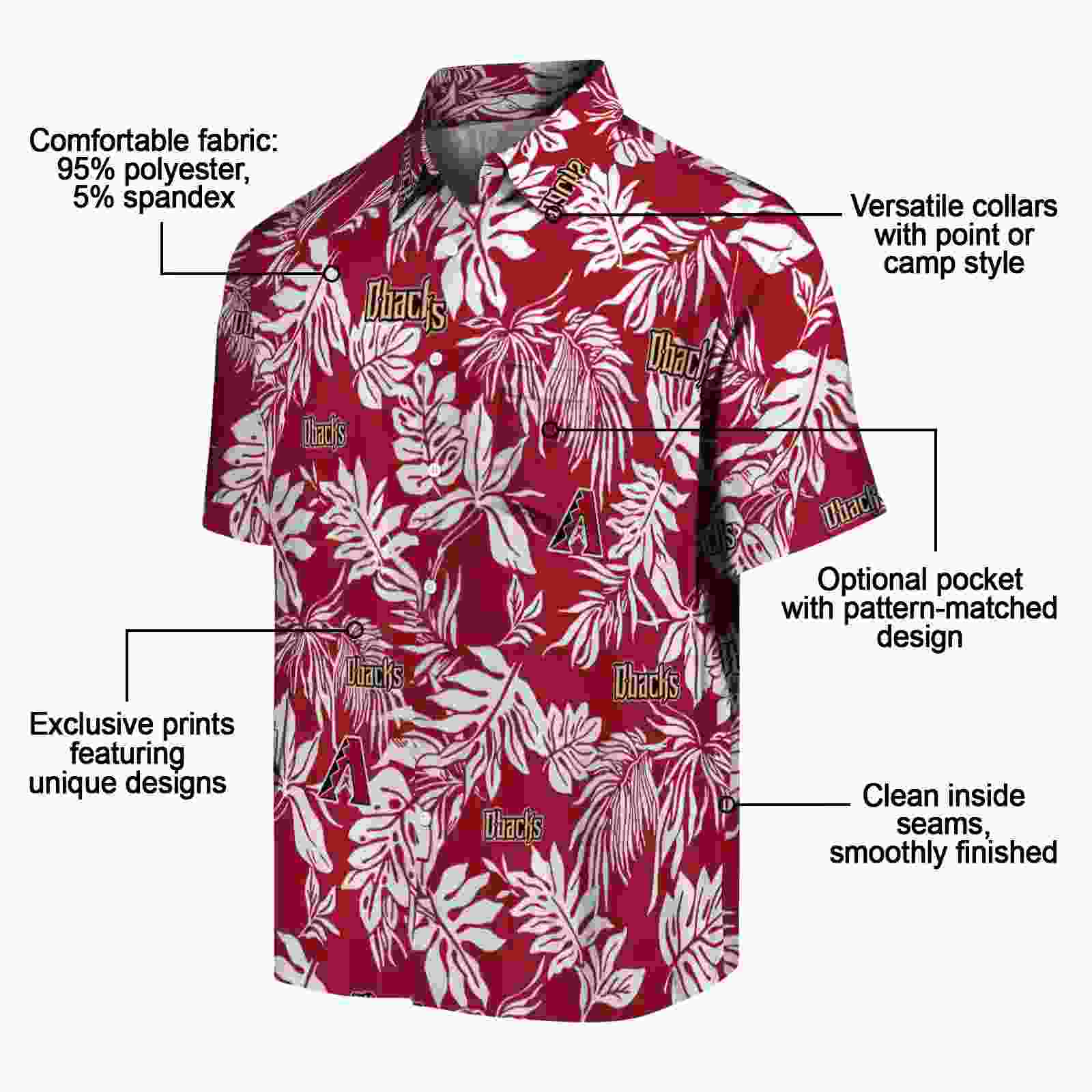 arizona diamondbacks tropical leaf red white hawaiian shirt new arrival