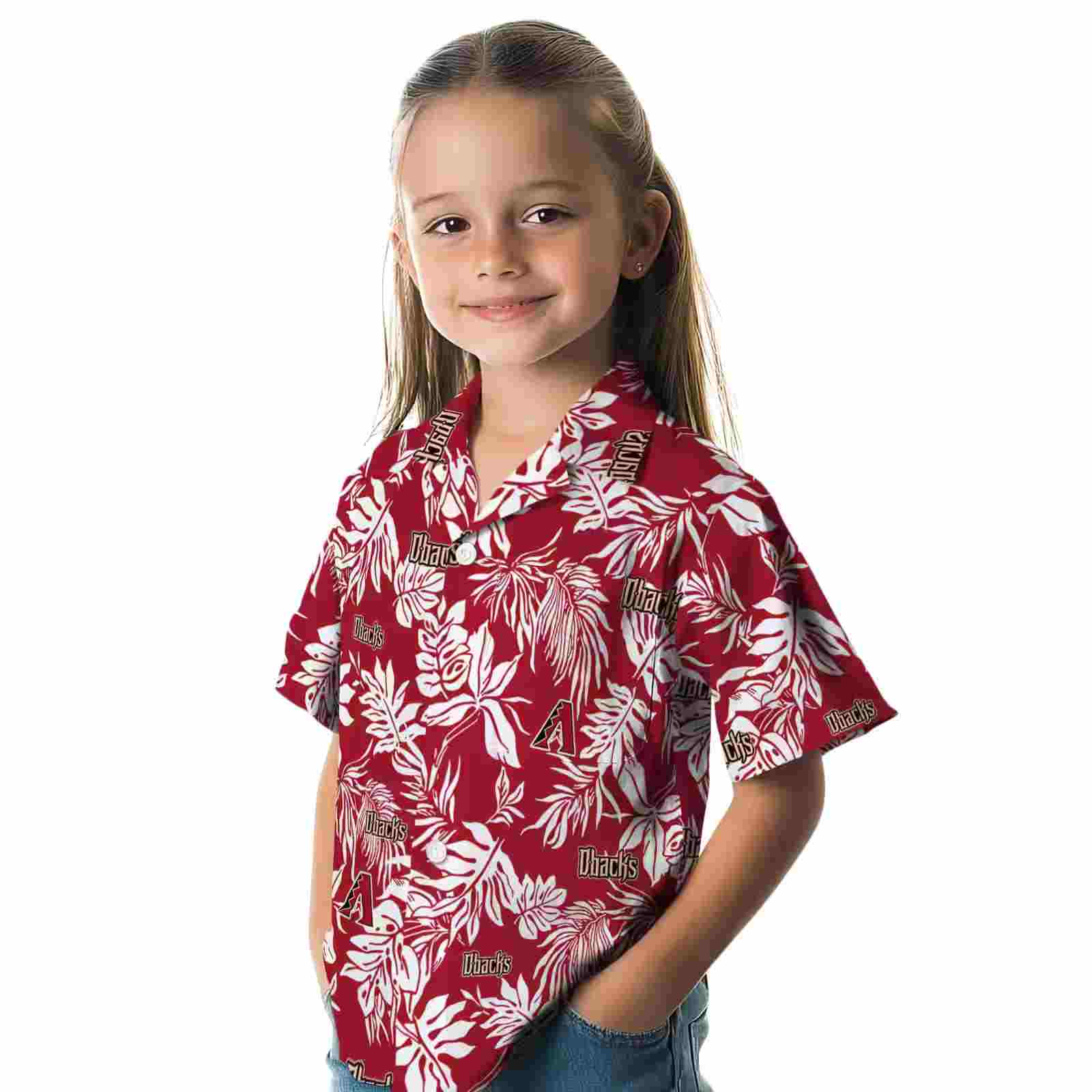 arizona diamondbacks tropical leaf red white hawaiian shirt premium grade