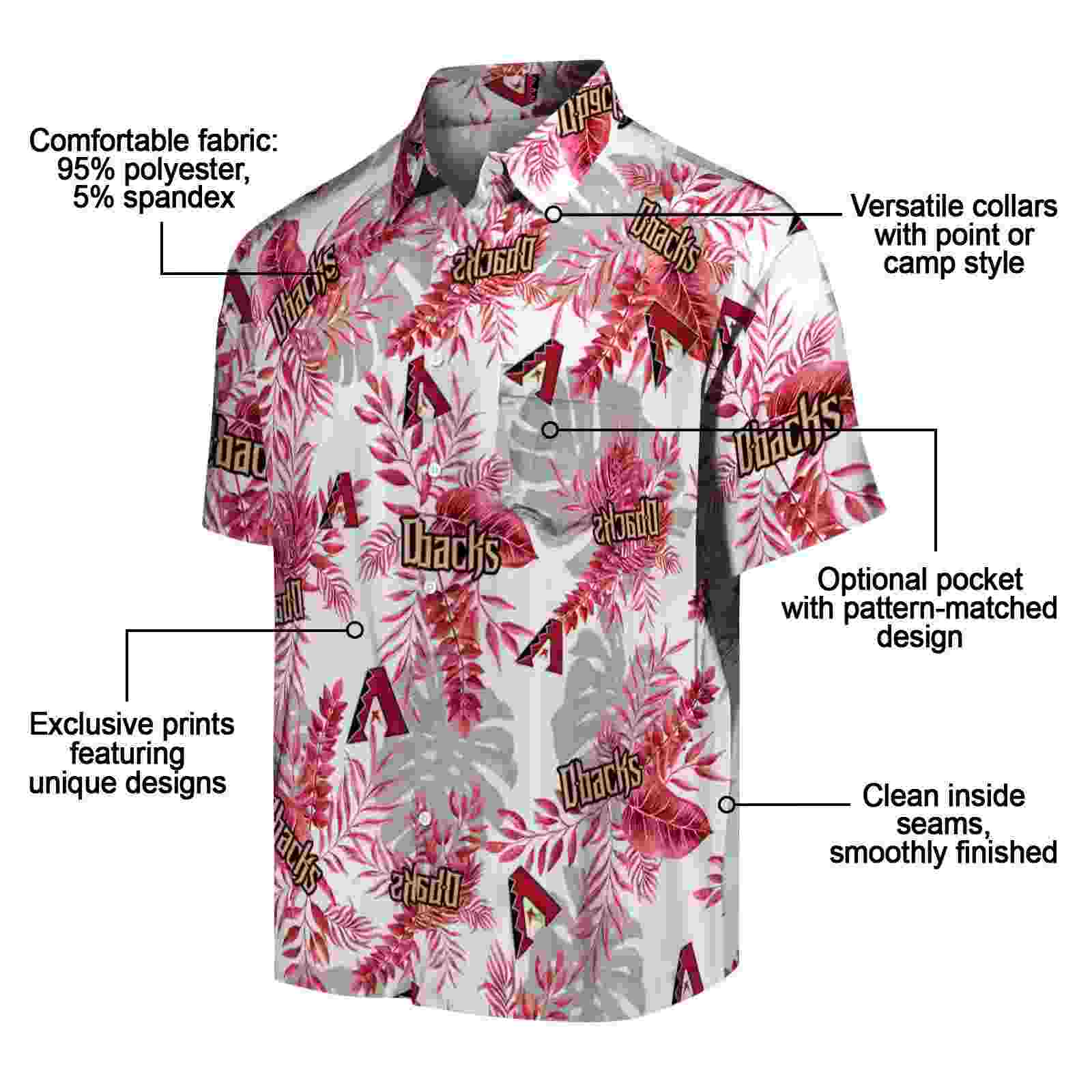 arizona diamondbacks tropical leaves red white hawaiian shirt new arrival