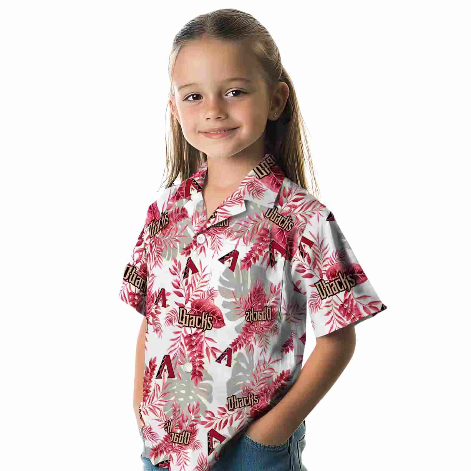 arizona diamondbacks tropical leaves red white hawaiian shirt premium grade