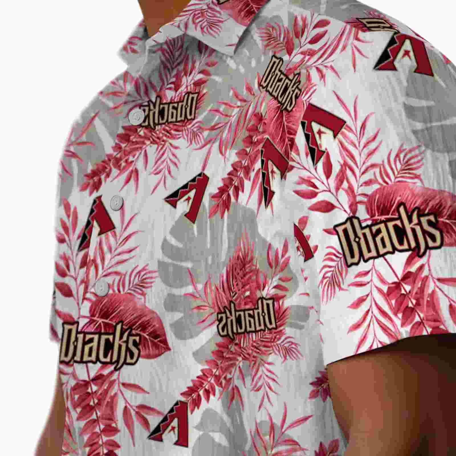 arizona diamondbacks tropical leaves red white hawaiian shirt trendy