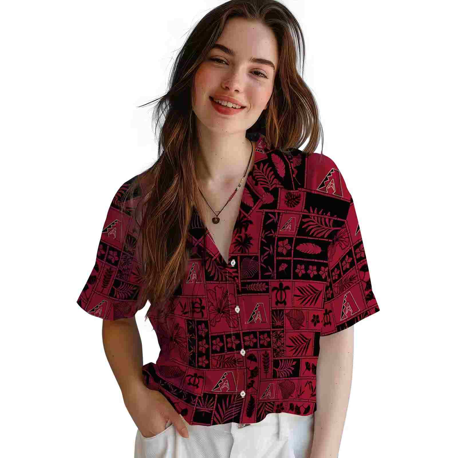 arizona diamondbacks tropical patchwork red black hawaiian shirt latest model