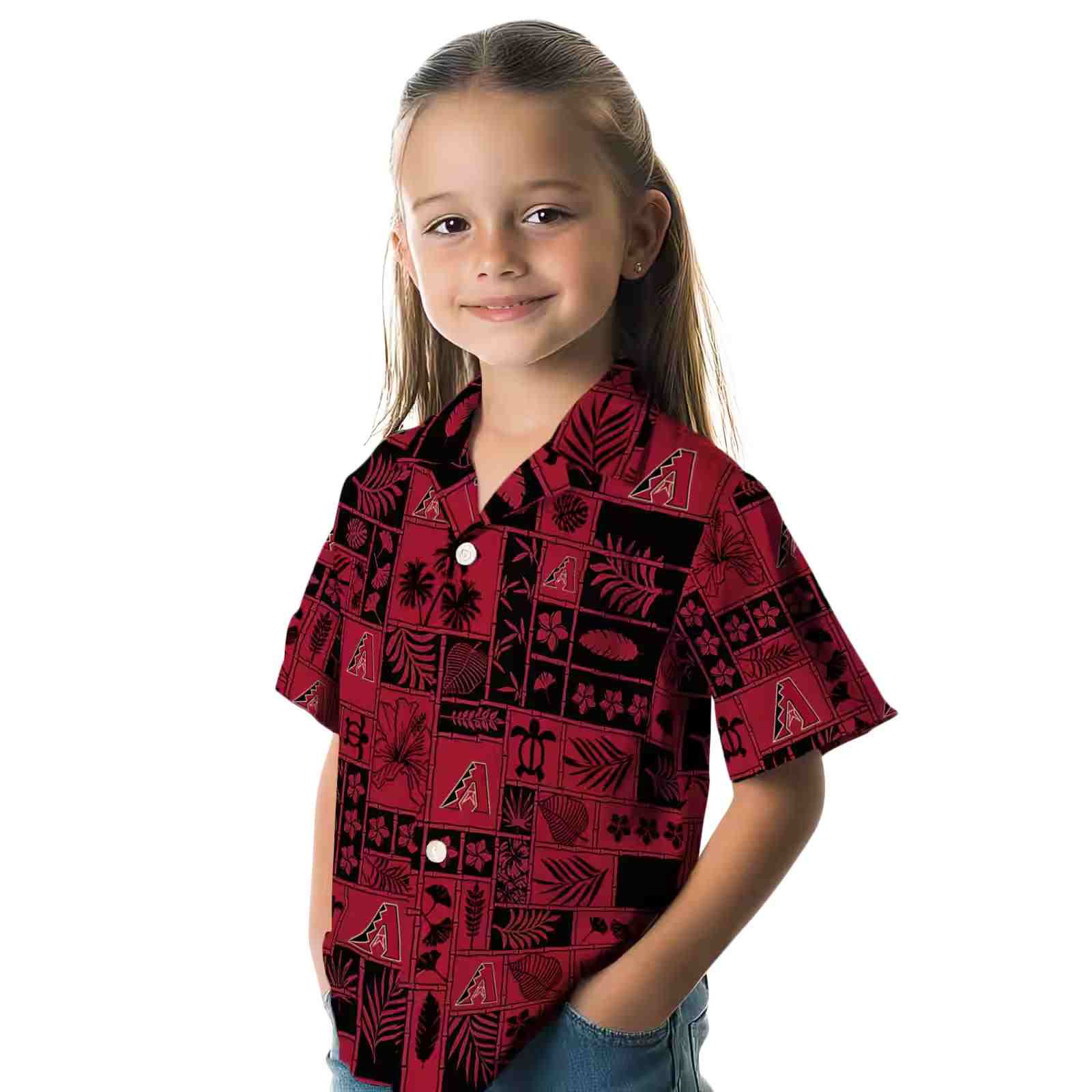 arizona diamondbacks tropical patchwork red black hawaiian shirt premium grade