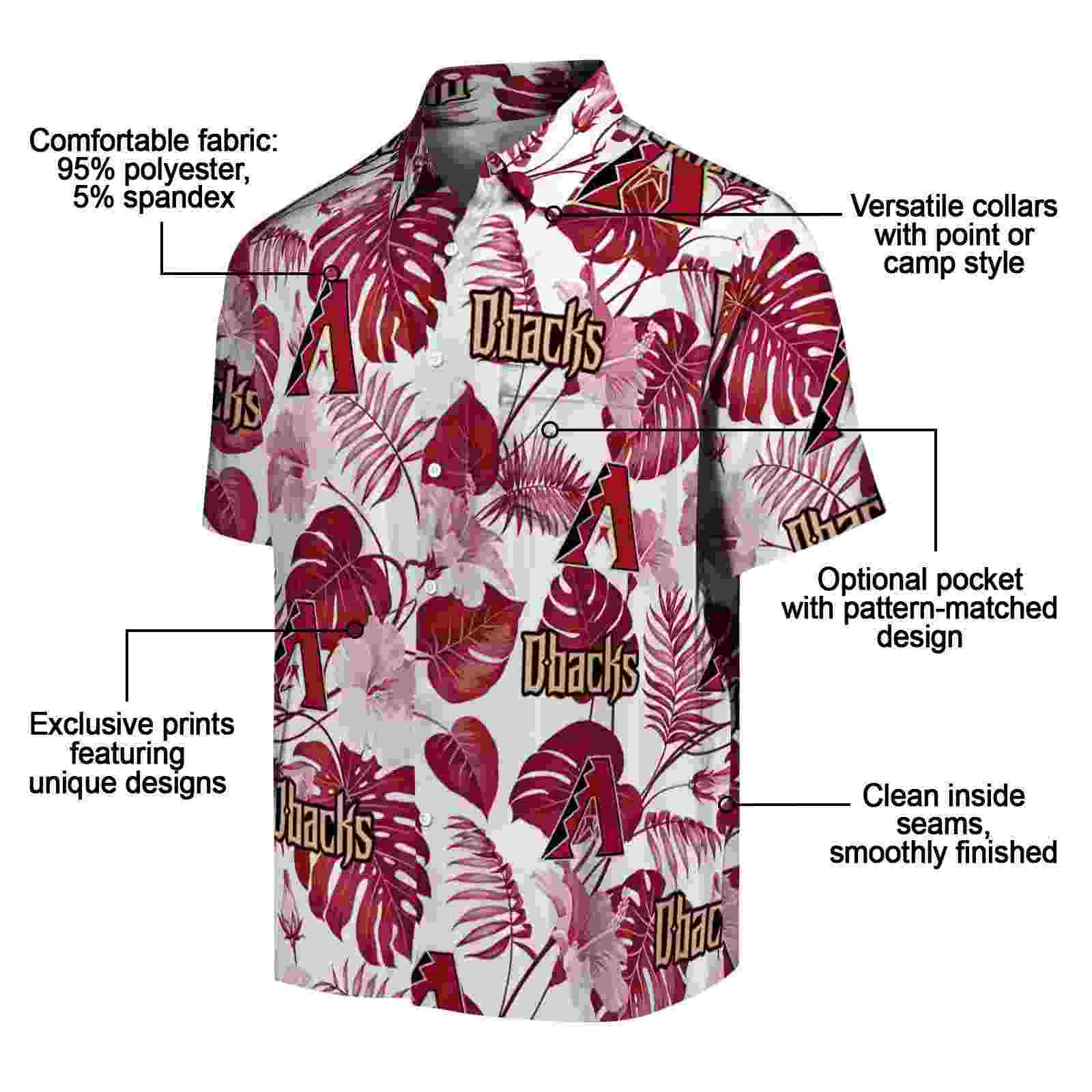 arizona diamondbacks tropical plants red white hawaiian shirt new arrival