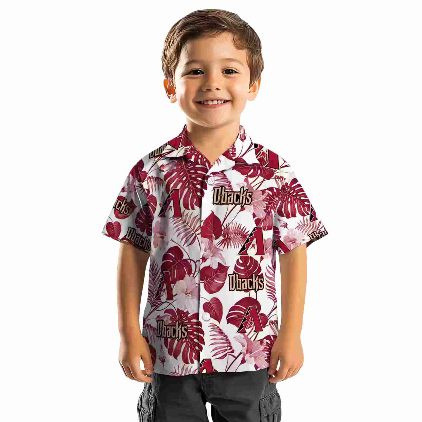 arizona diamondbacks tropical plants red white hawaiian shirt top rated