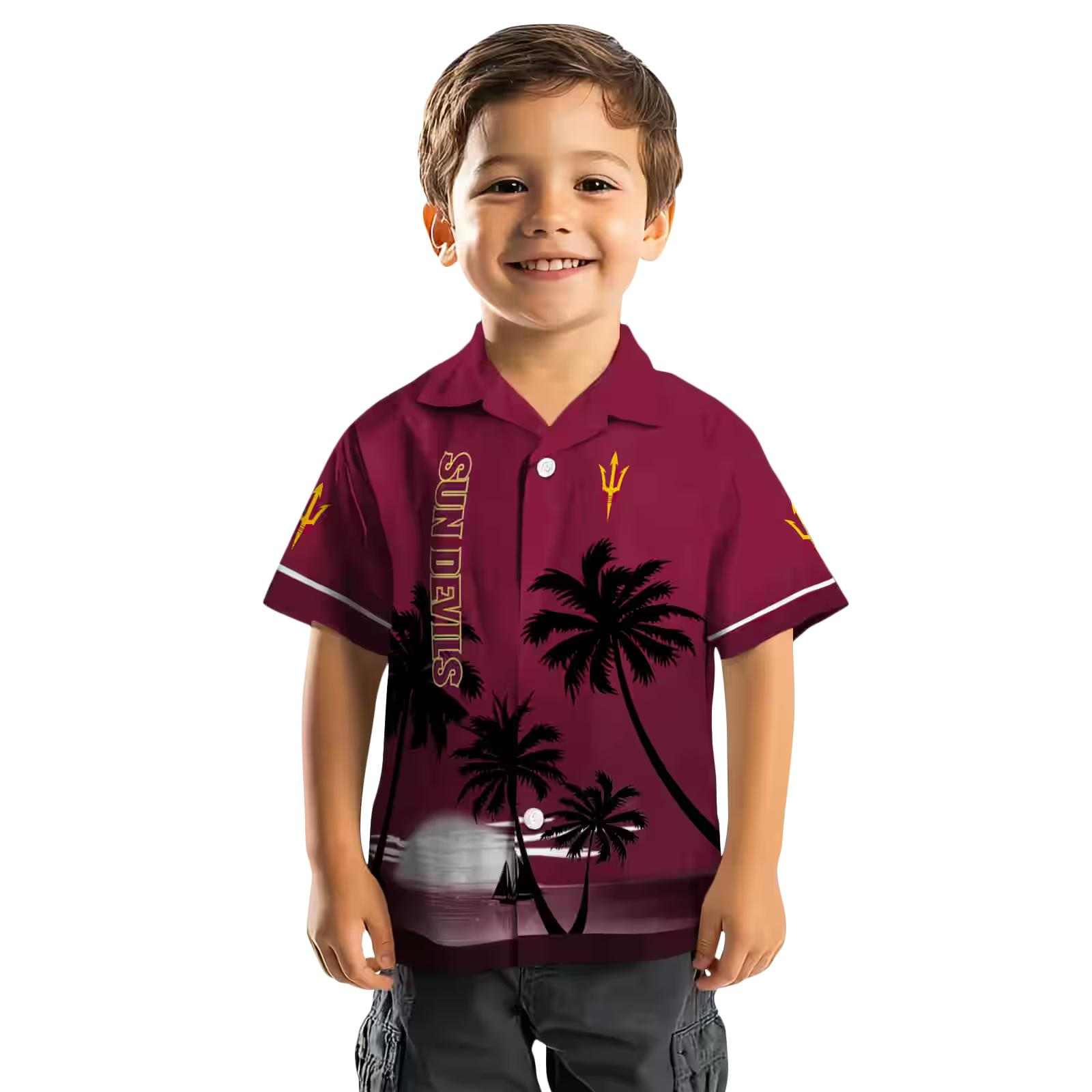 arizona state sun devils beach sunset maroon black hawaiian shirt top rated