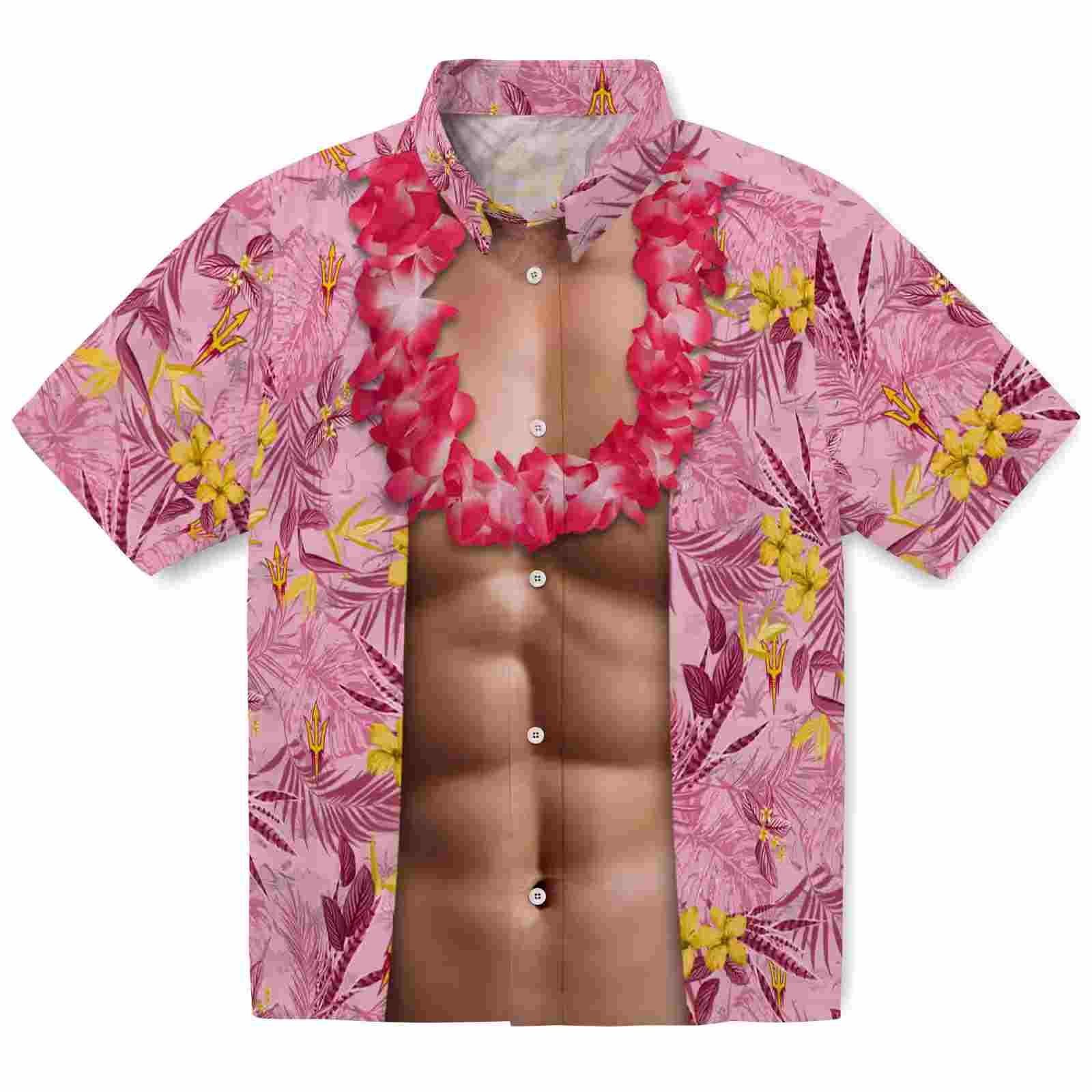 Arizona State Sun Devils Chest Illusion Maroon Hawaiian Shirt