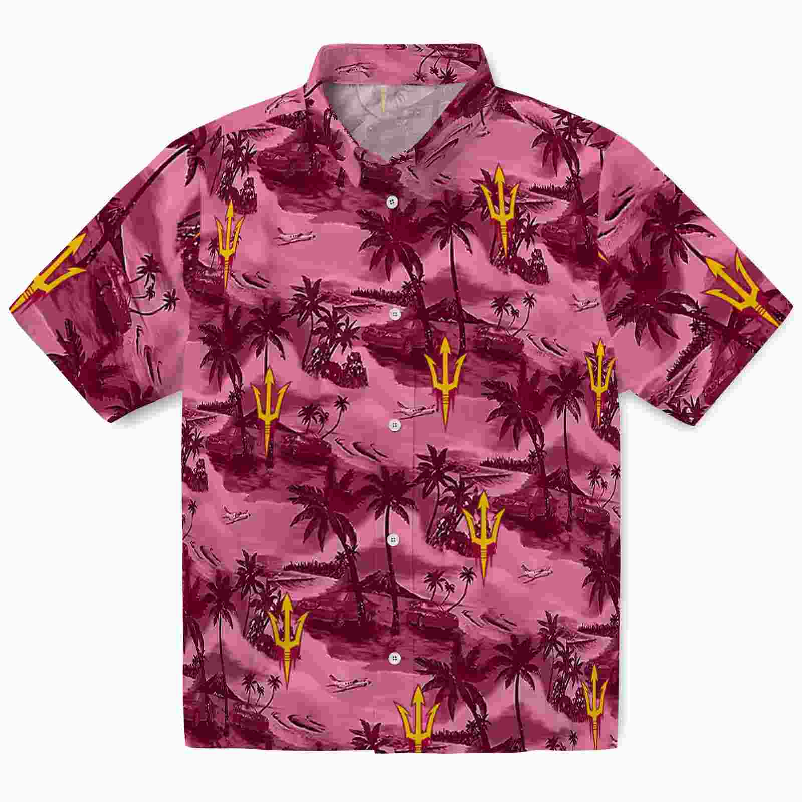 Arizona State Sun Devils Coastal Palms Maroon Hawaiian Shirt