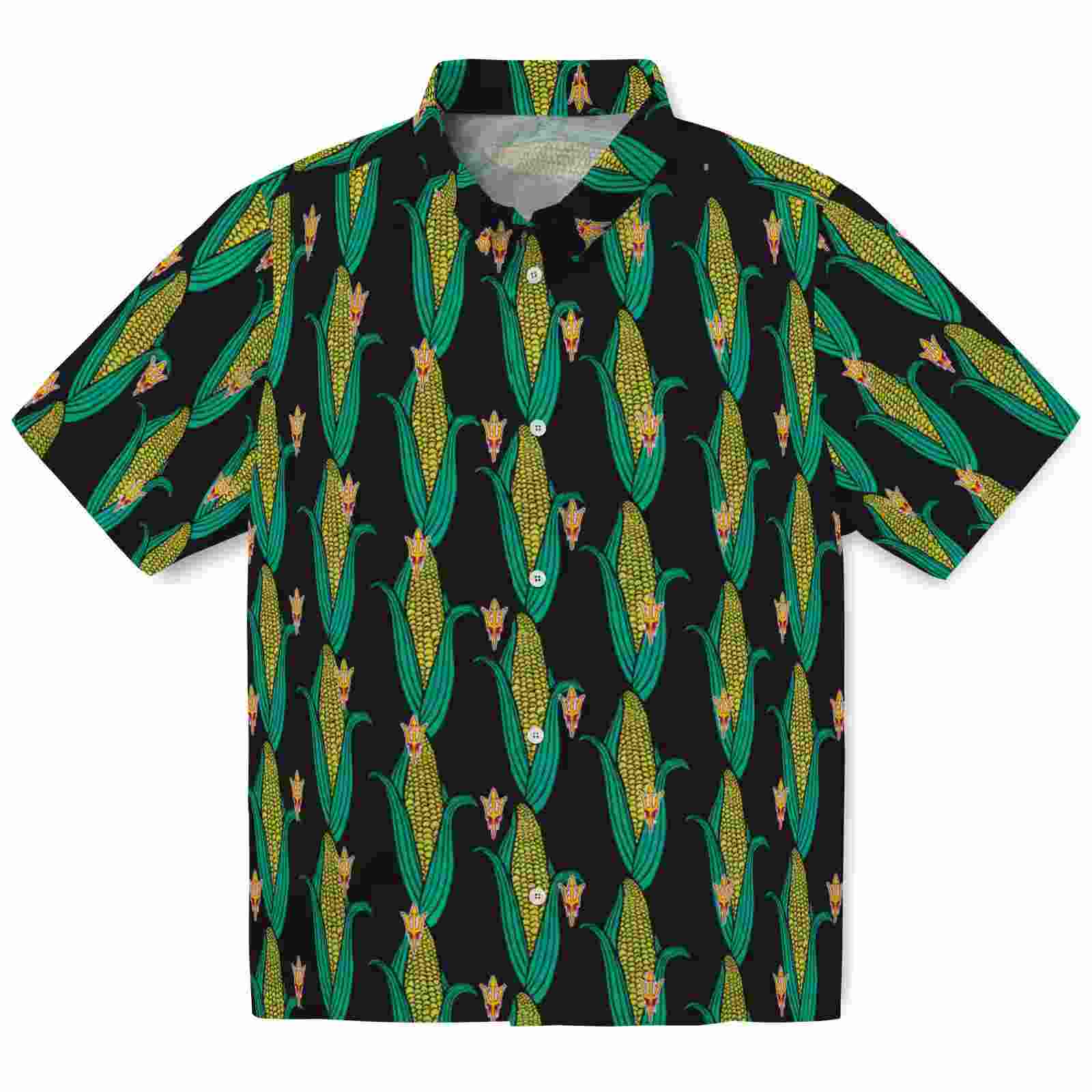 Arizona State Sun Devils Corn Motifs Black Green Hawaiian Shirt