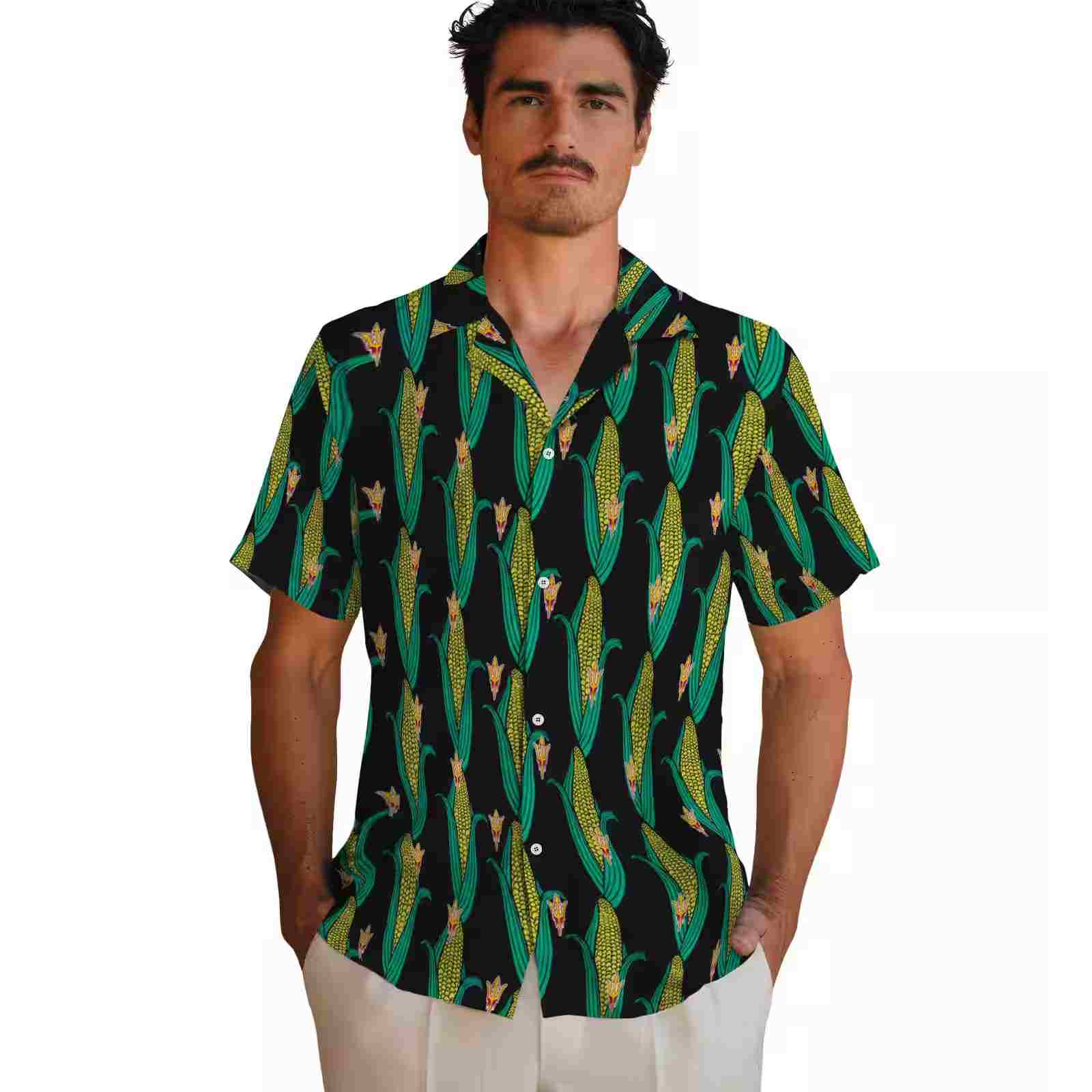 arizona state sun devils corn motifs black green hawaiian shirt fashion forward