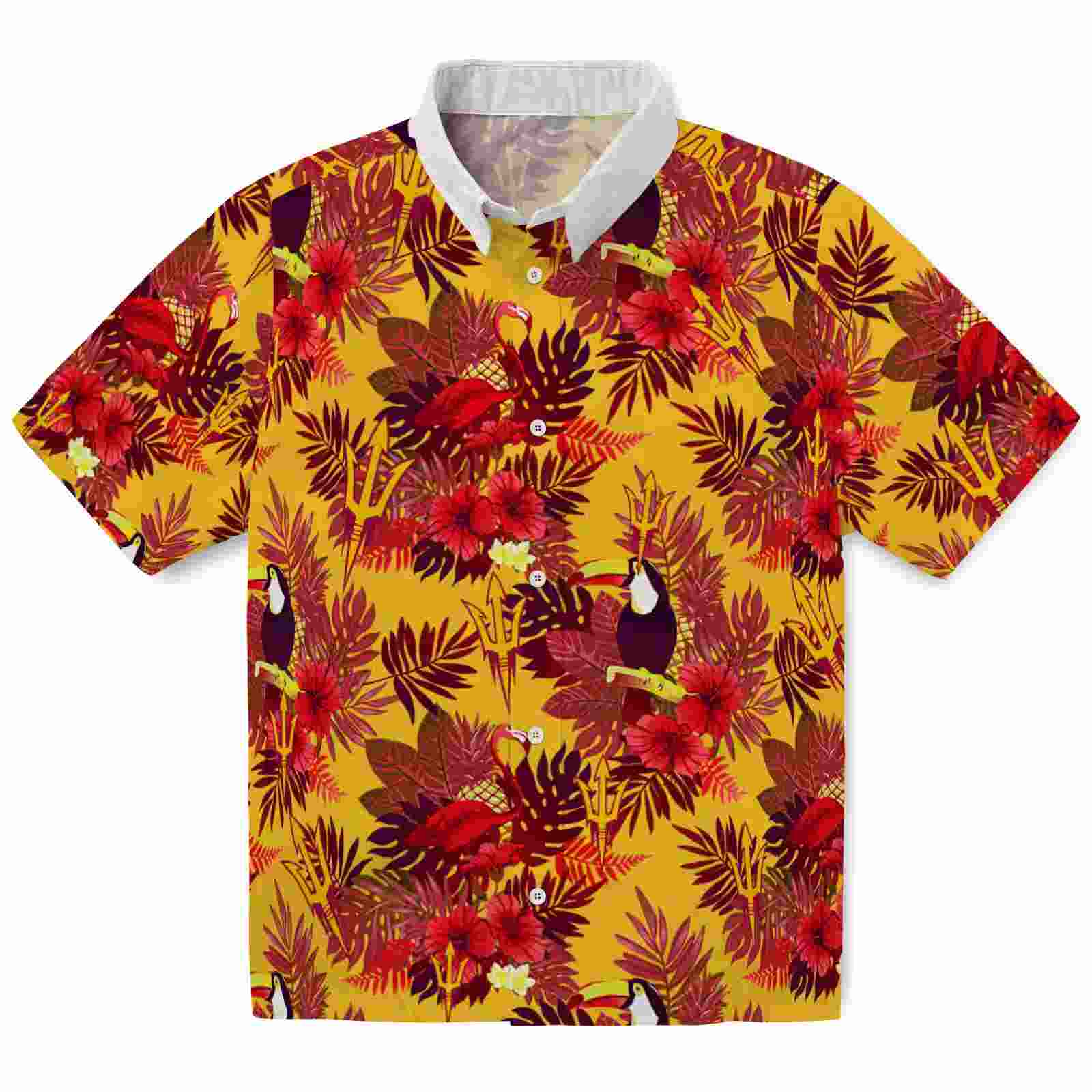 Arizona State Sun Devils Floral Toucan Maroon Red Hawaiian Shirt