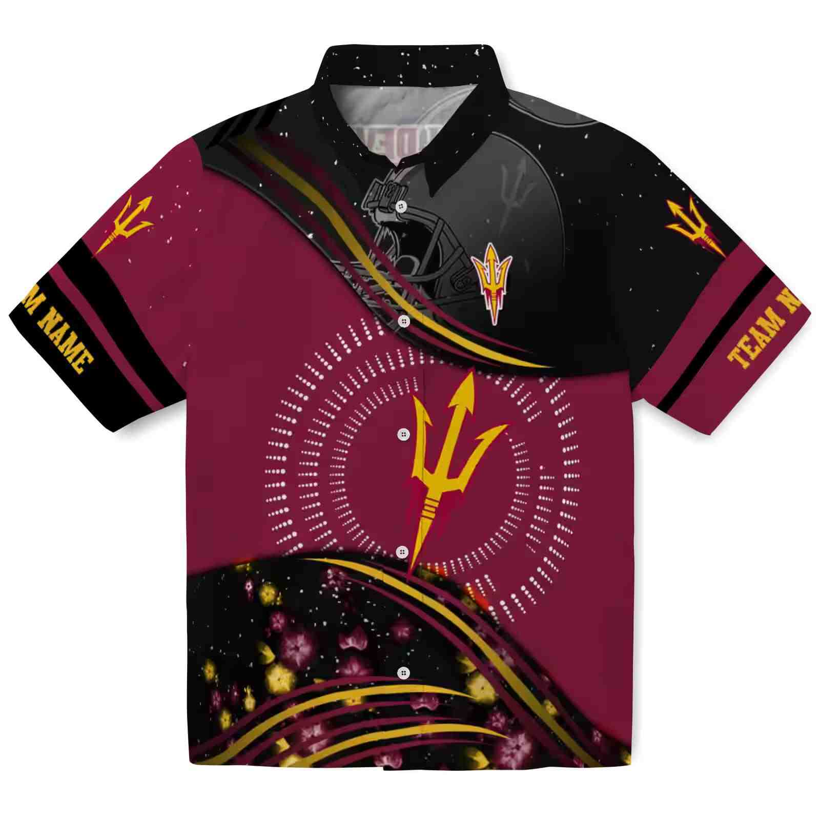 Arizona State Sun Devils Football Wave Maroon Black Hawaiian Shirt