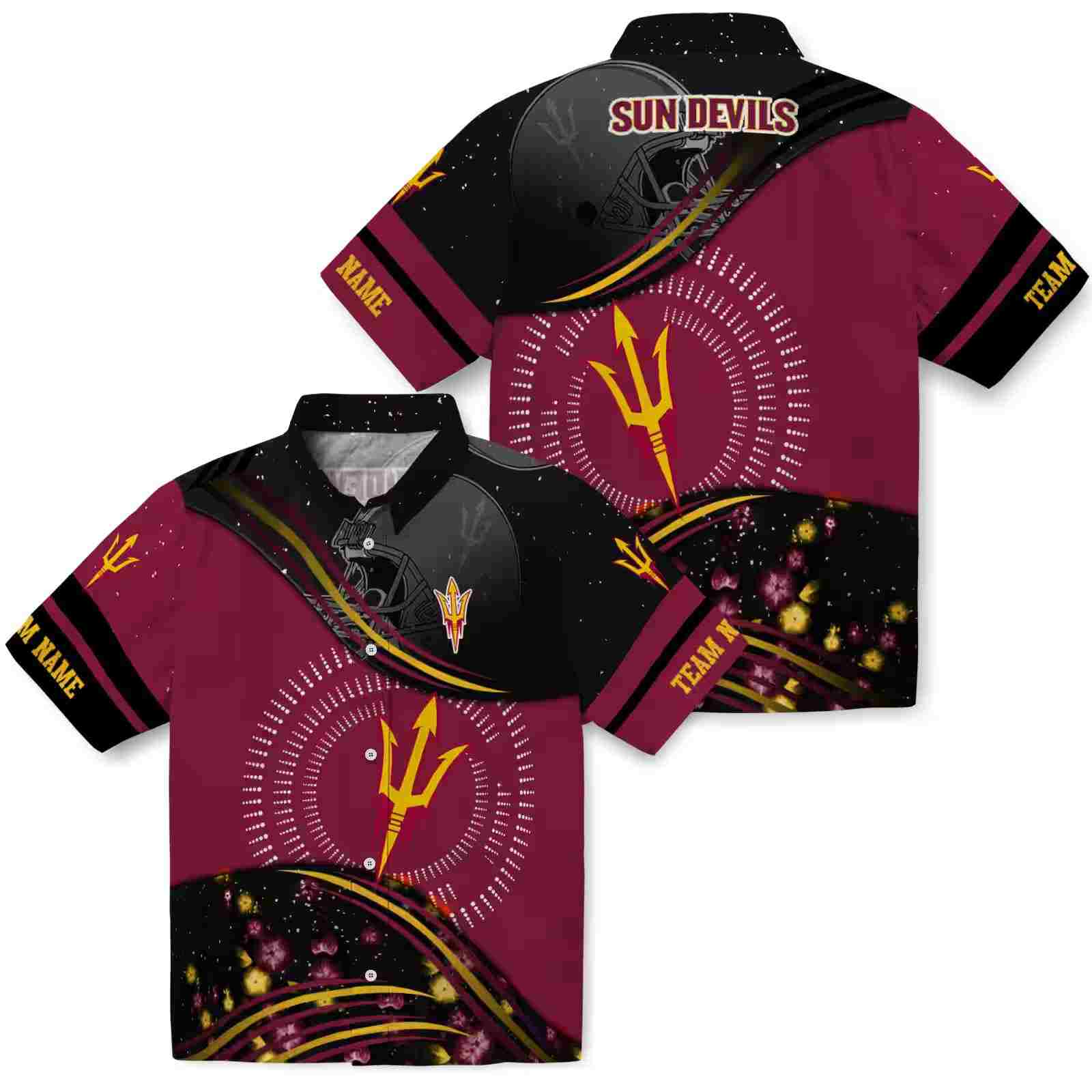 arizona state sun devils football wave maroon black hawaiian shirt high quality