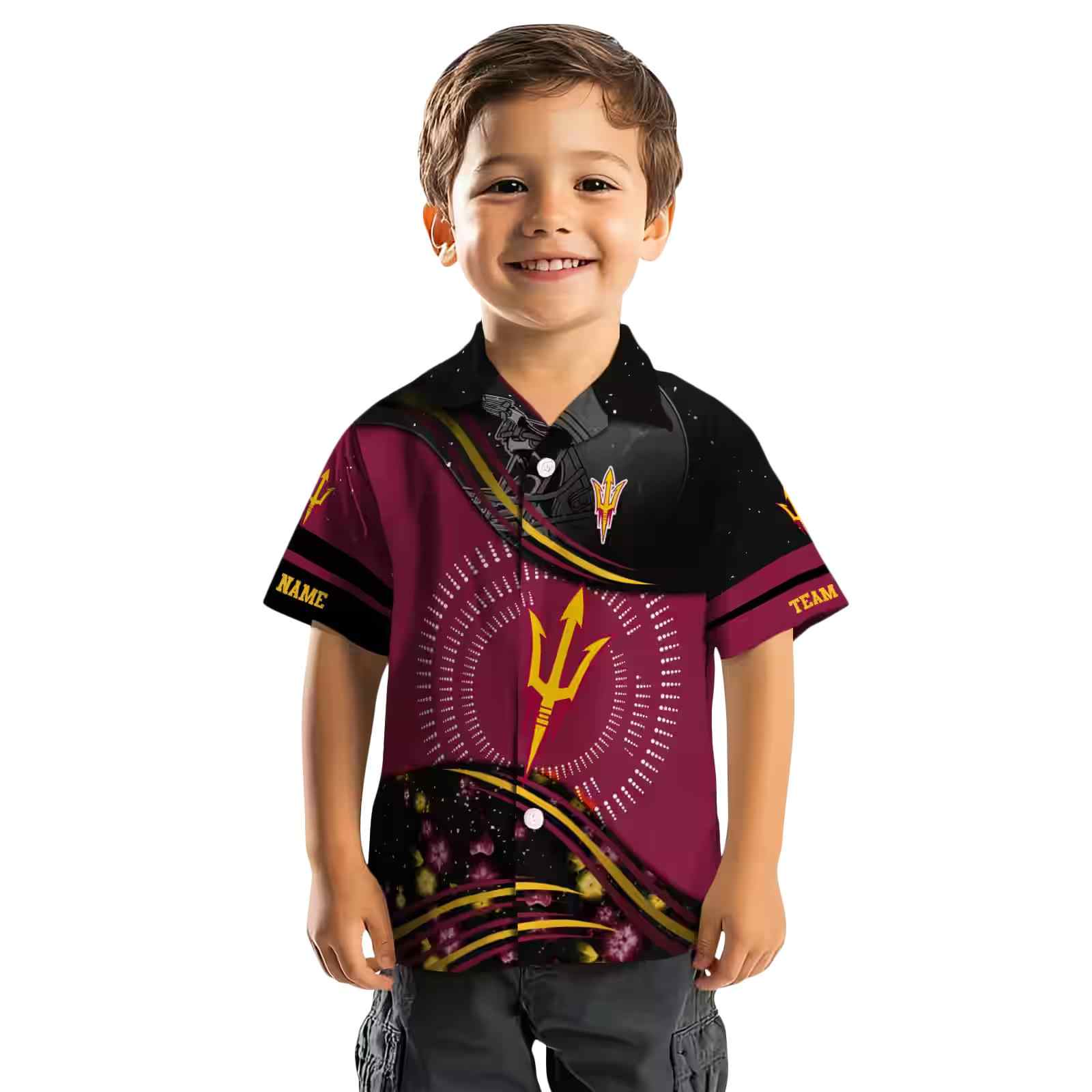 arizona state sun devils football wave maroon black hawaiian shirt top rated