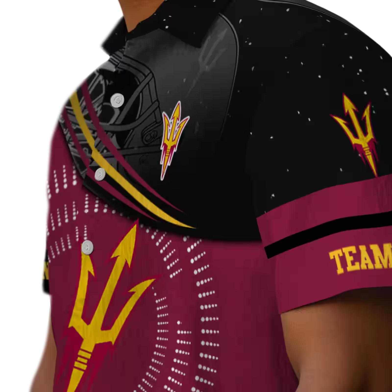 arizona state sun devils football wave maroon black hawaiian shirt trendy