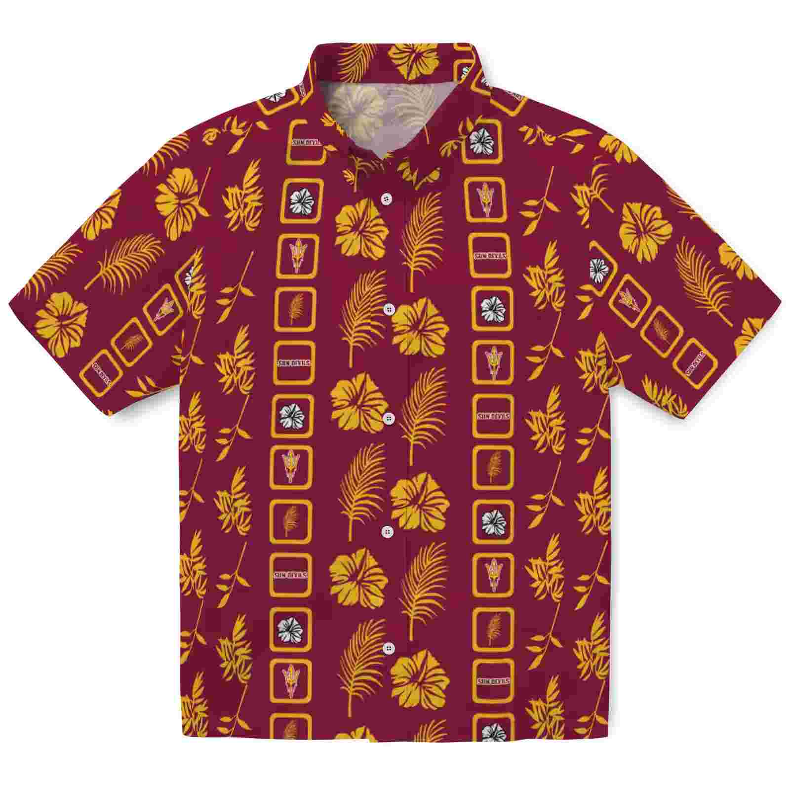 Arizona State Sun Devils Framed Floral Maroon Hawaiian Shirt