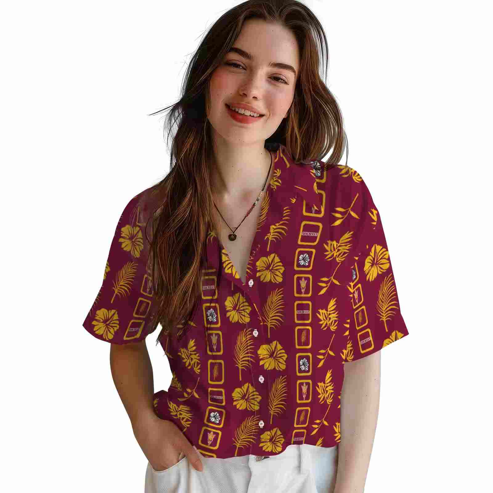 arizona state sun devils framed floral maroon hawaiian shirt latest model