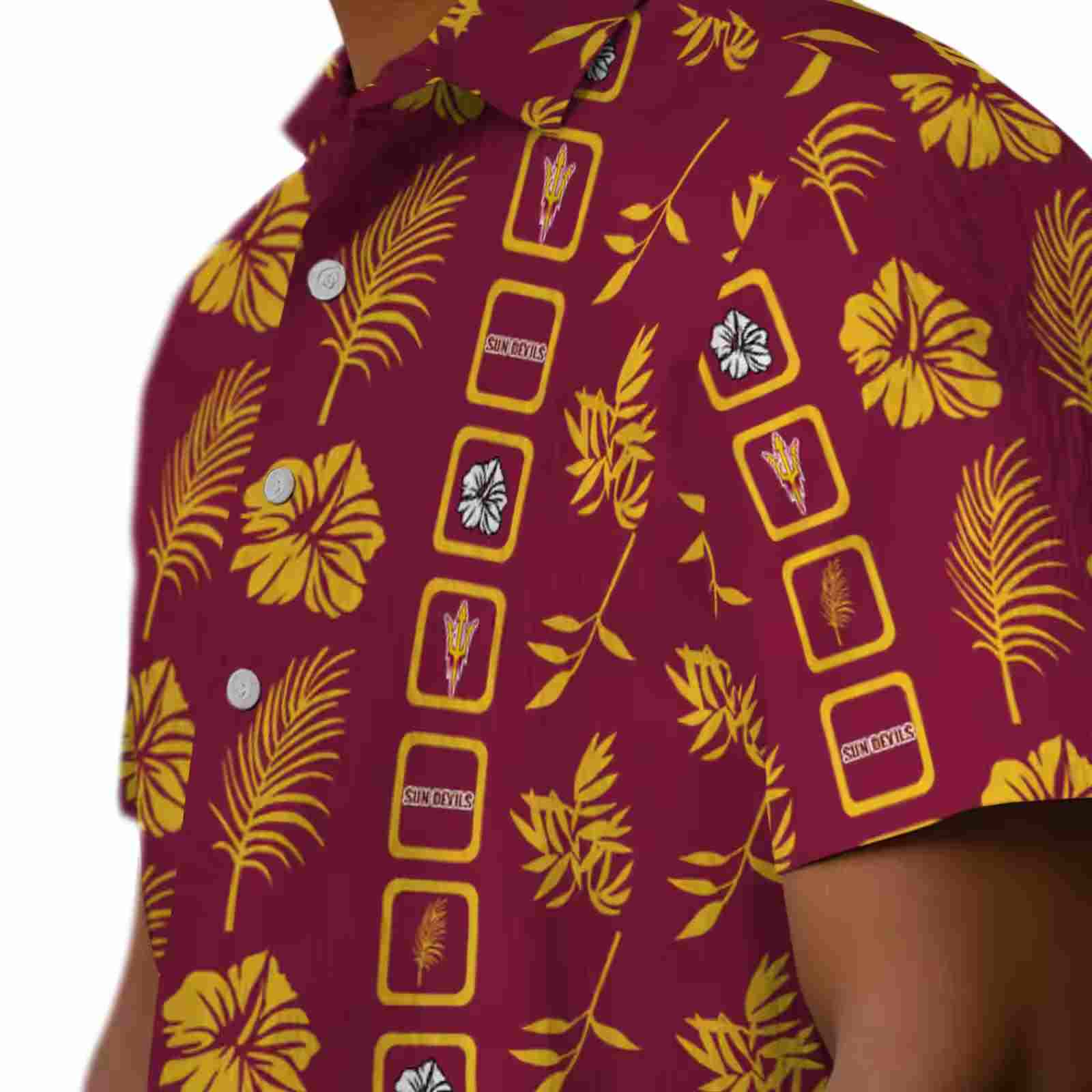 arizona state sun devils framed floral maroon hawaiian shirt trendy