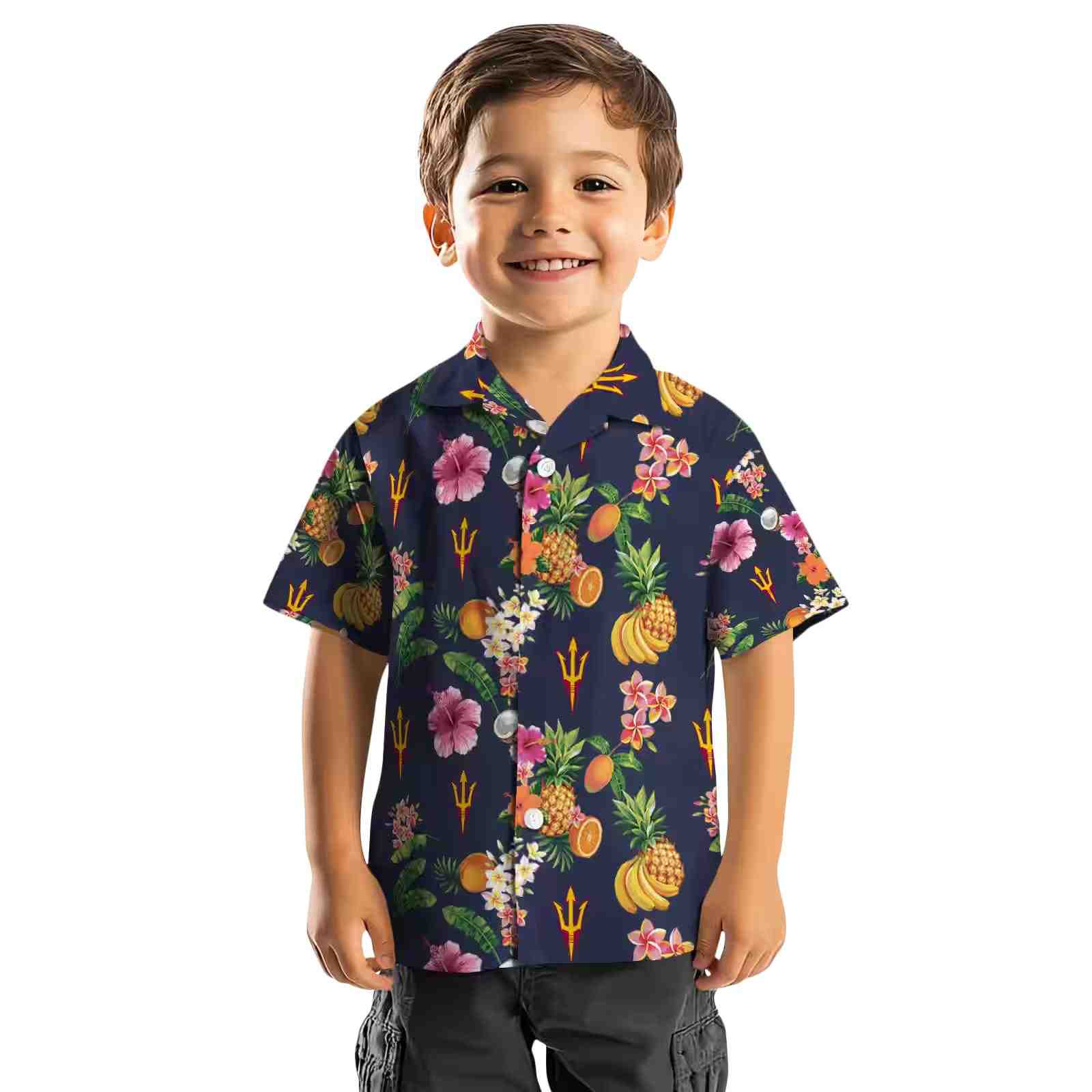 arizona state sun devils hibiscus and fruit navy blue hawaiian shirt top rated