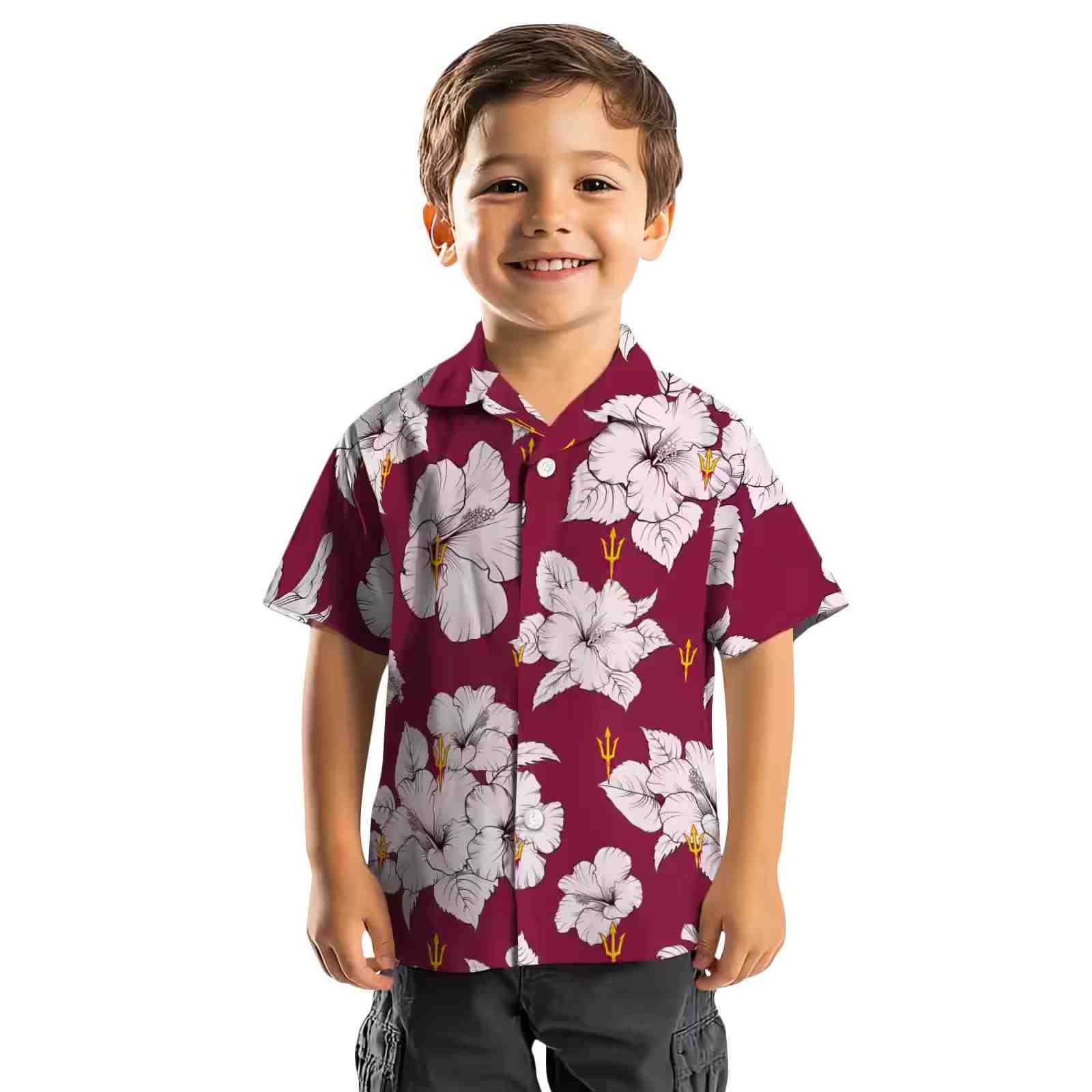 arizona state sun devils hibiscus blooms maroon white hawaiian shirt top rated