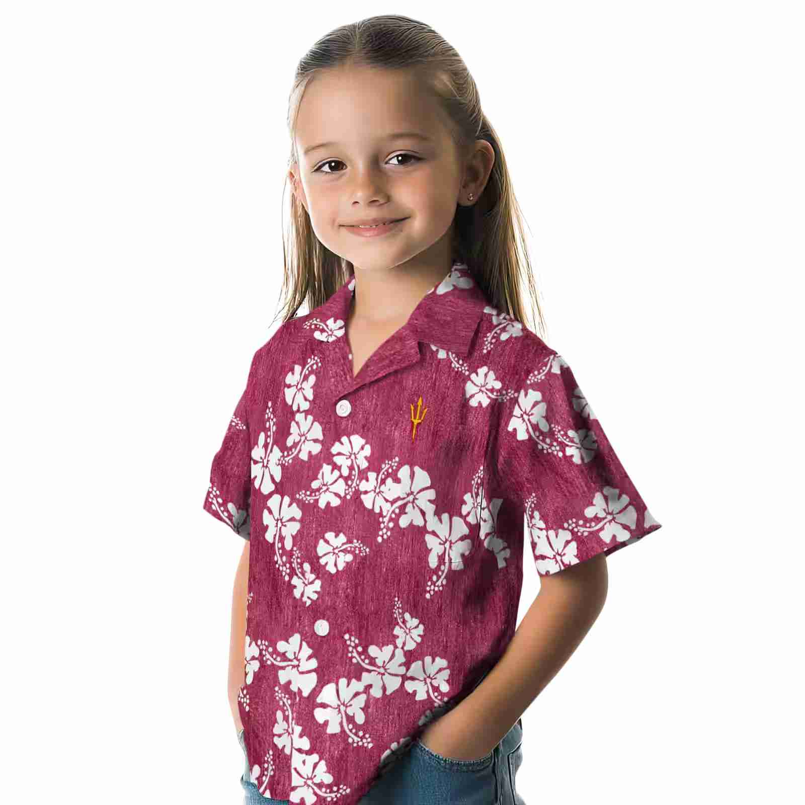 arizona state sun devils hibiscus clusters maroon hawaiian shirt premium grade