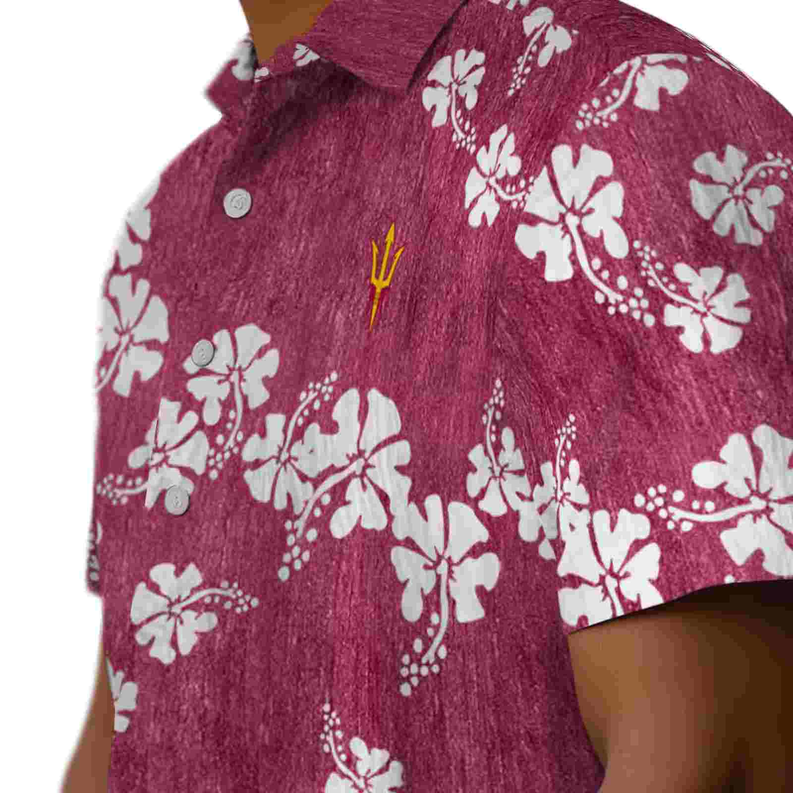 arizona state sun devils hibiscus clusters maroon hawaiian shirt trendy