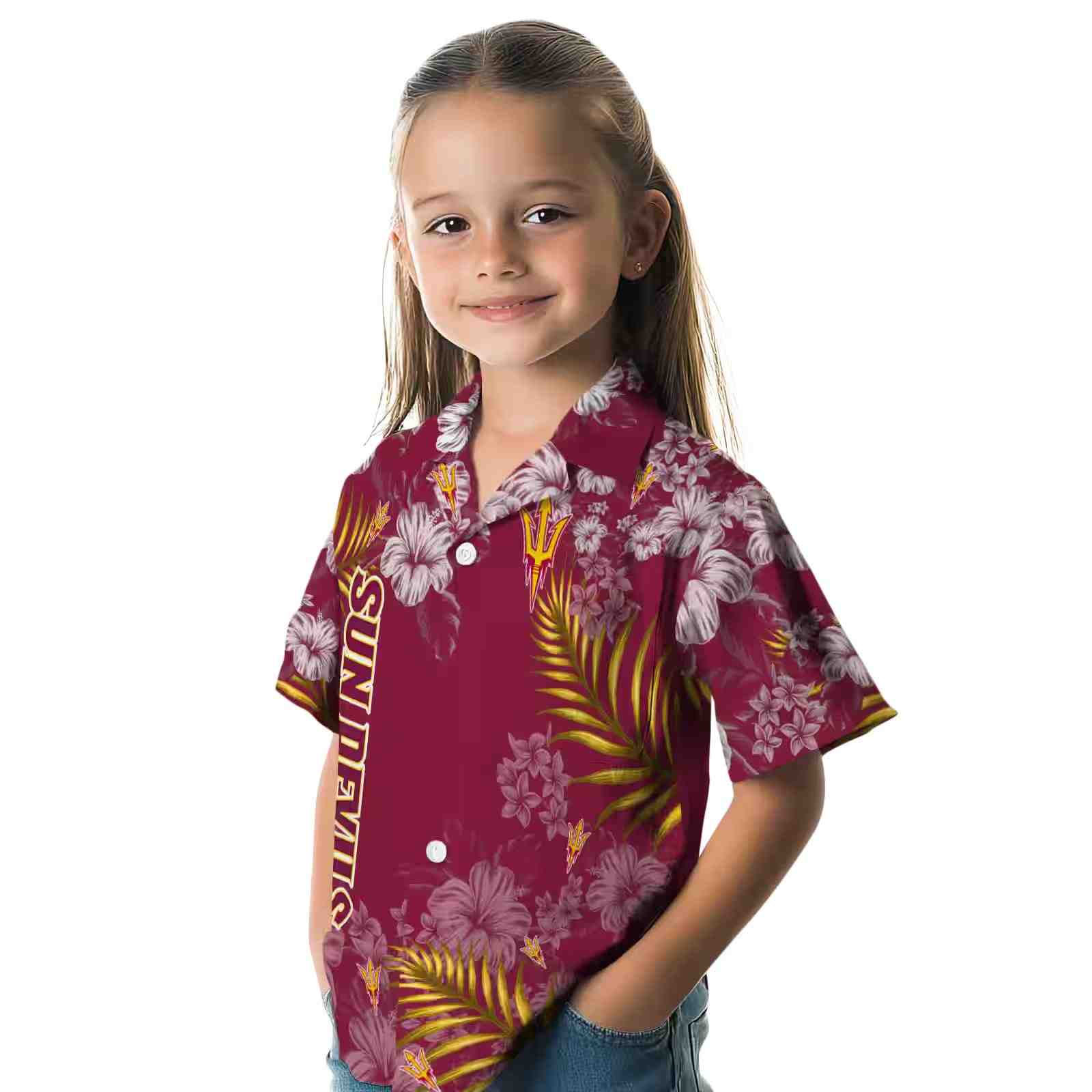 arizona state sun devils hibiscus print maroon hawaiian shirt premium grade