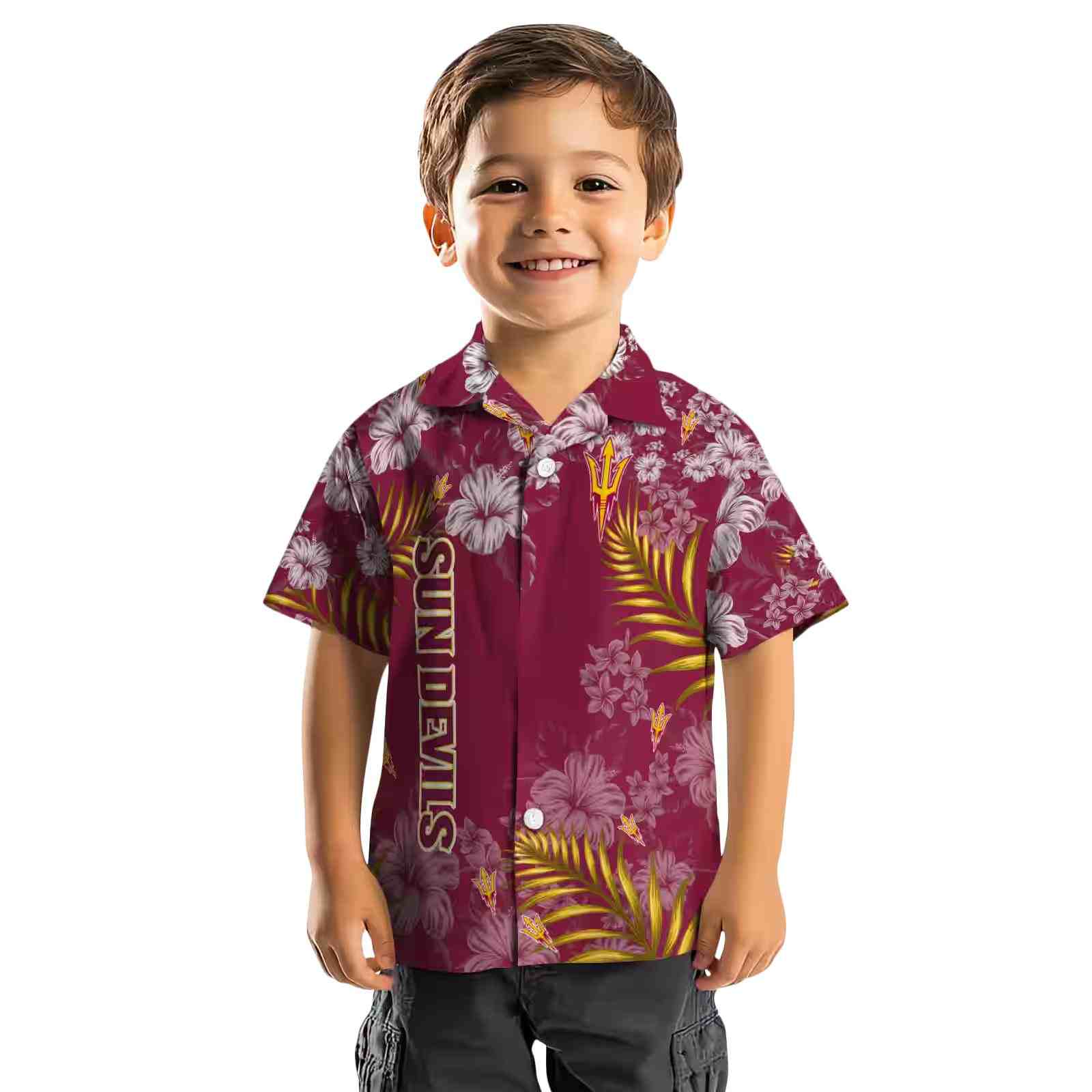 arizona state sun devils hibiscus print maroon hawaiian shirt top rated