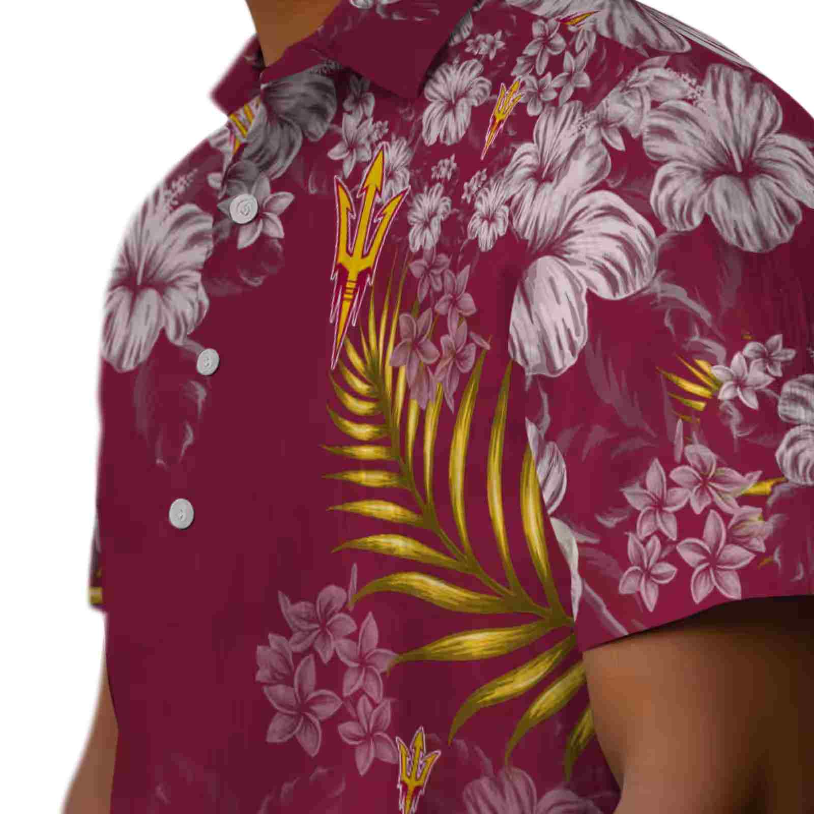 arizona state sun devils hibiscus print maroon hawaiian shirt trendy