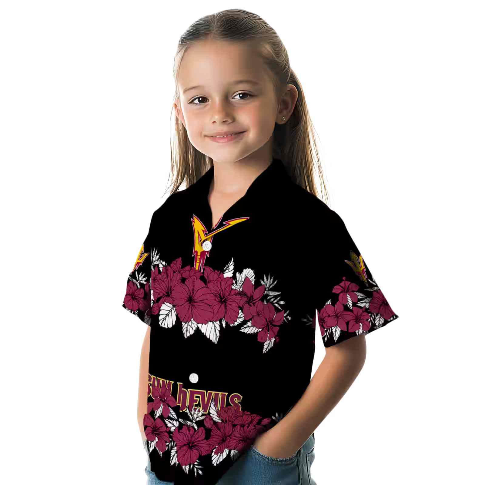 arizona state sun devils hibiscus stripe maroon black hawaiian shirt premium grade