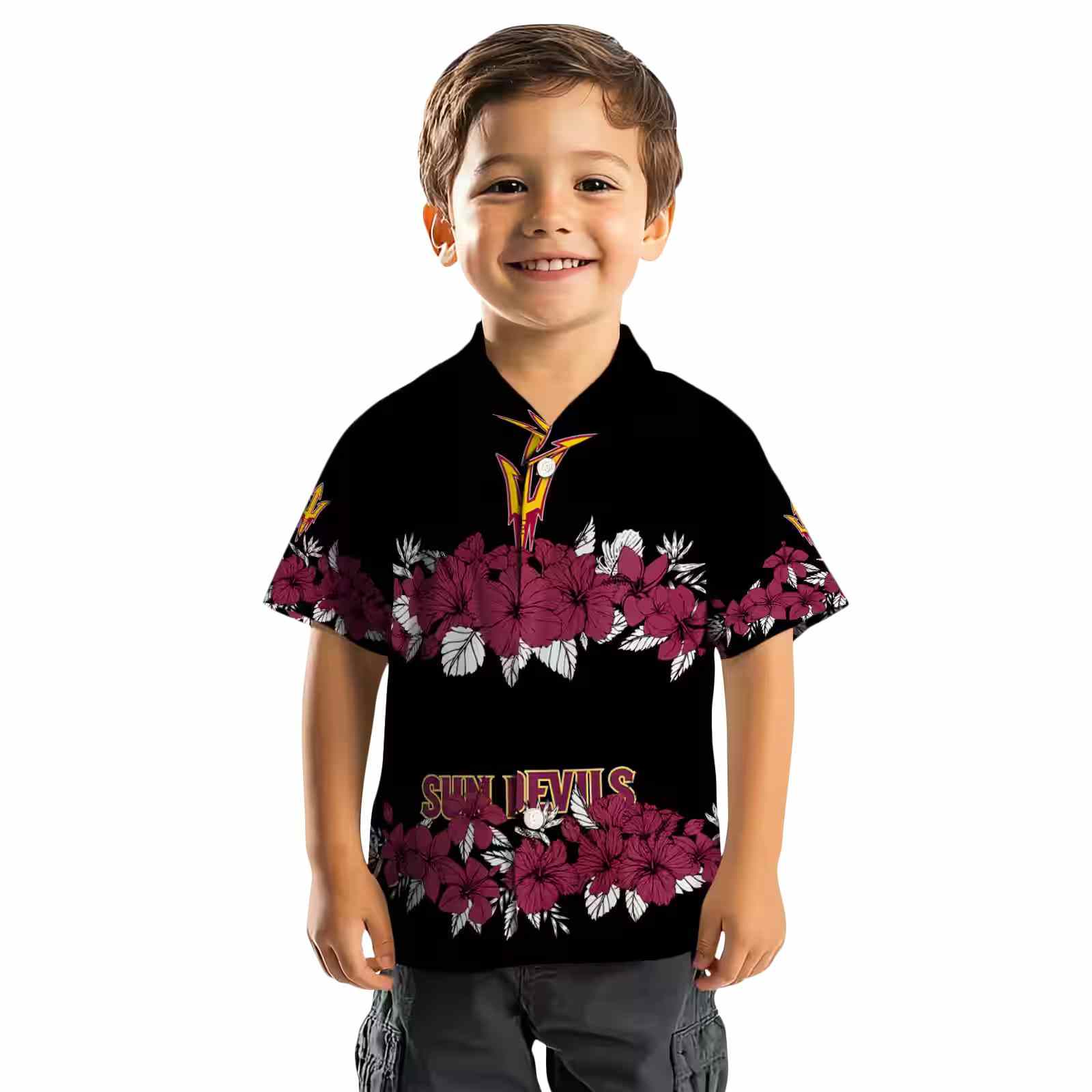 arizona state sun devils hibiscus stripe maroon black hawaiian shirt top rated