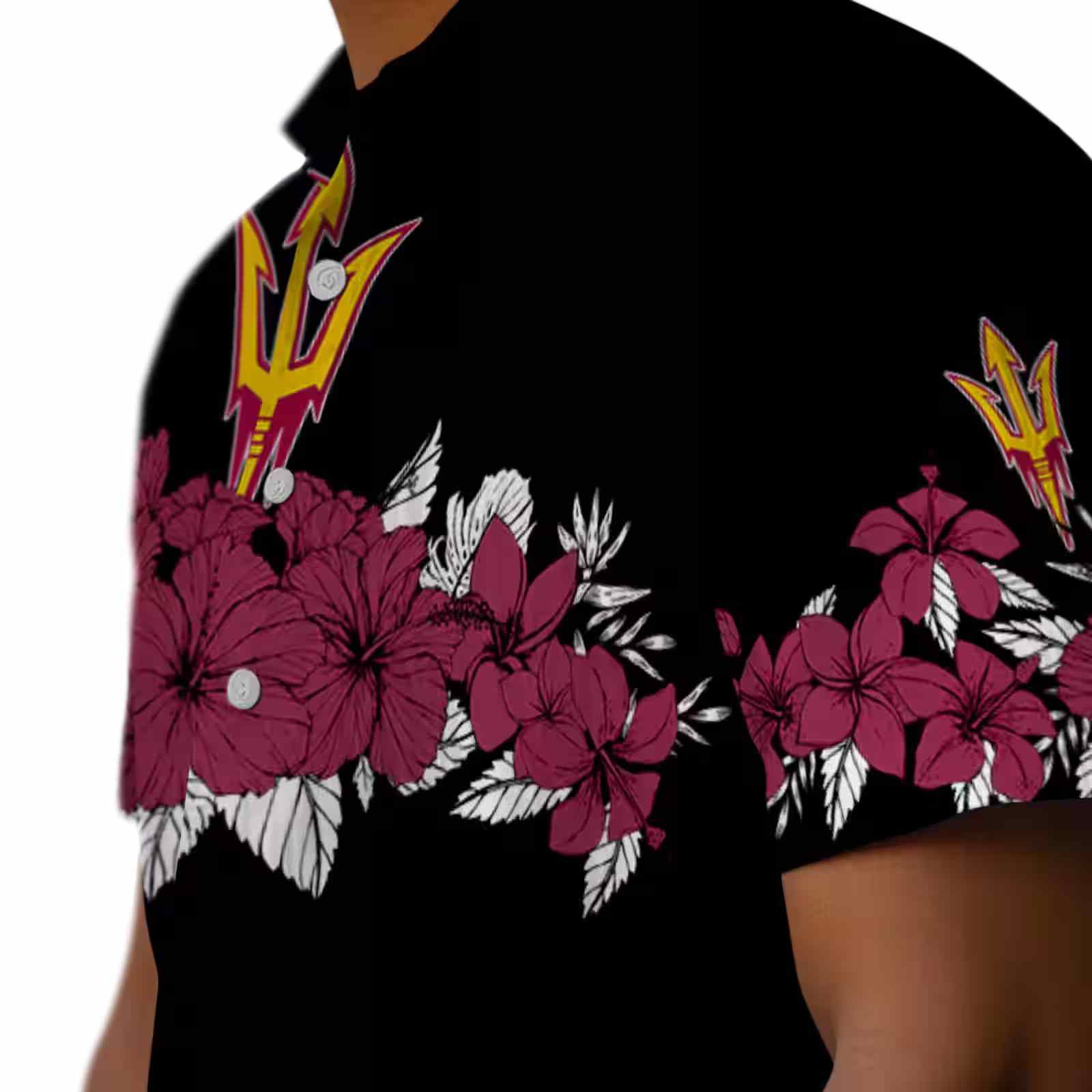 arizona state sun devils hibiscus stripe maroon black hawaiian shirt trendy