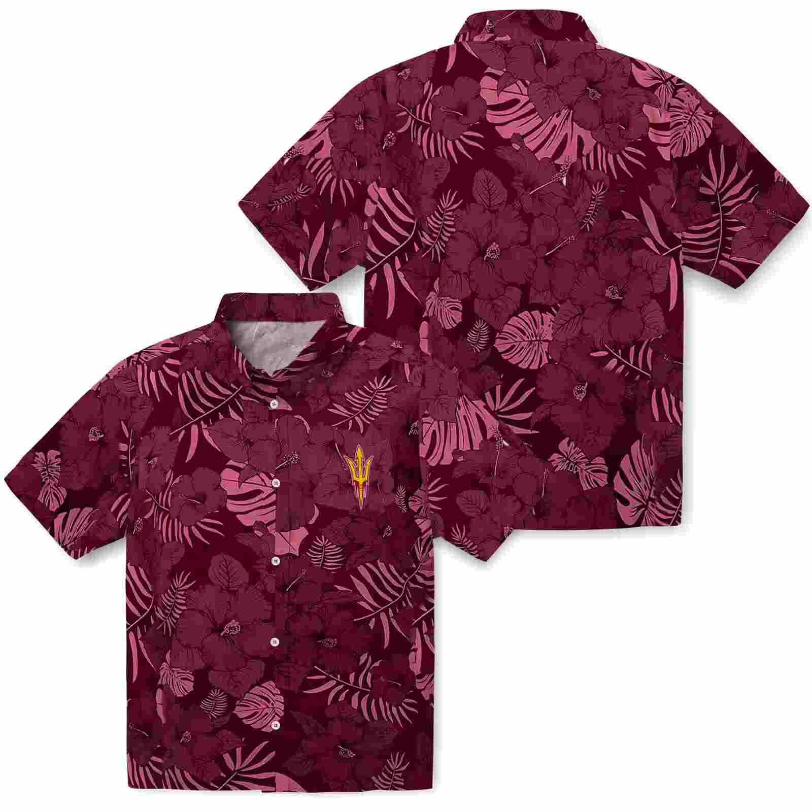 arizona state sun devils jungle vibes maroon hawaiian shirt high quality