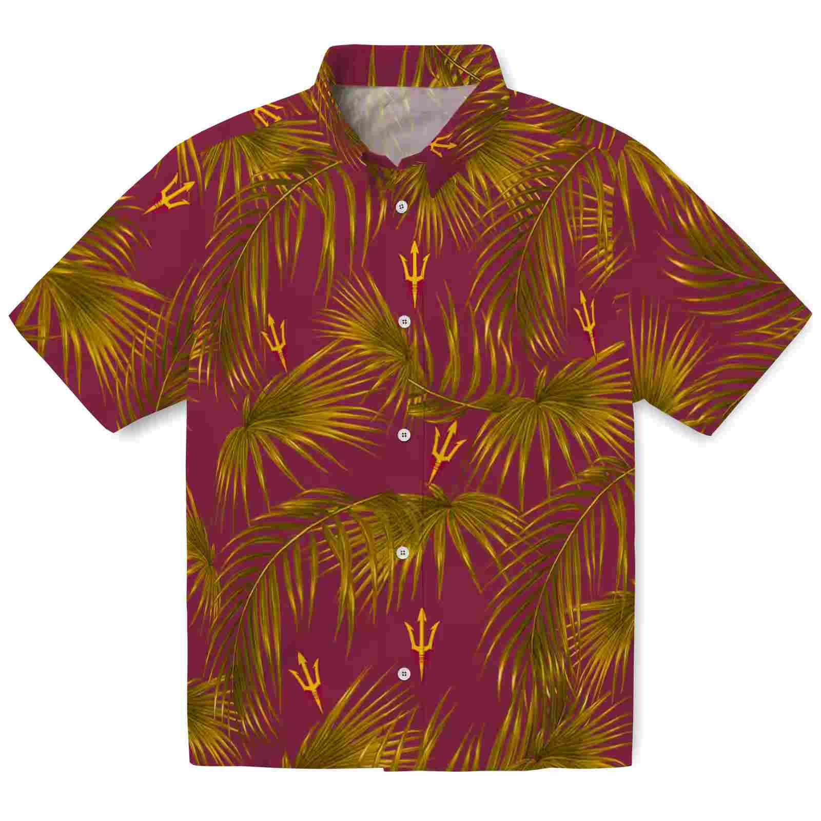 Arizona State Sun Devils Leafy Palms Maroon Hawaiian Shirt