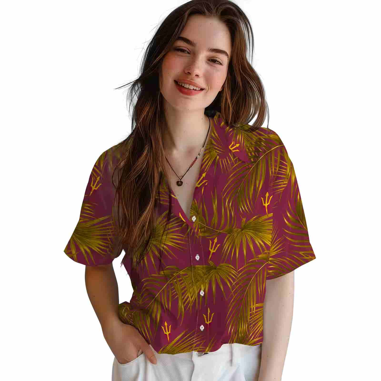 arizona state sun devils leafy palms maroon hawaiian shirt latest model